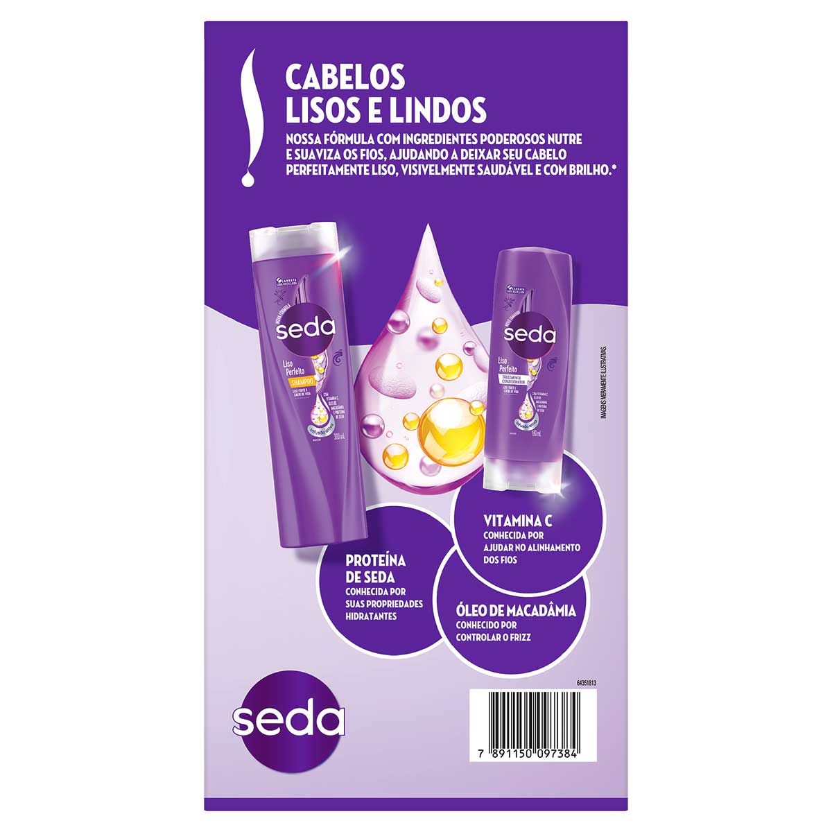 Kit Shampoo 300ml + Condicionador 190ml Seda Liso Perfeito