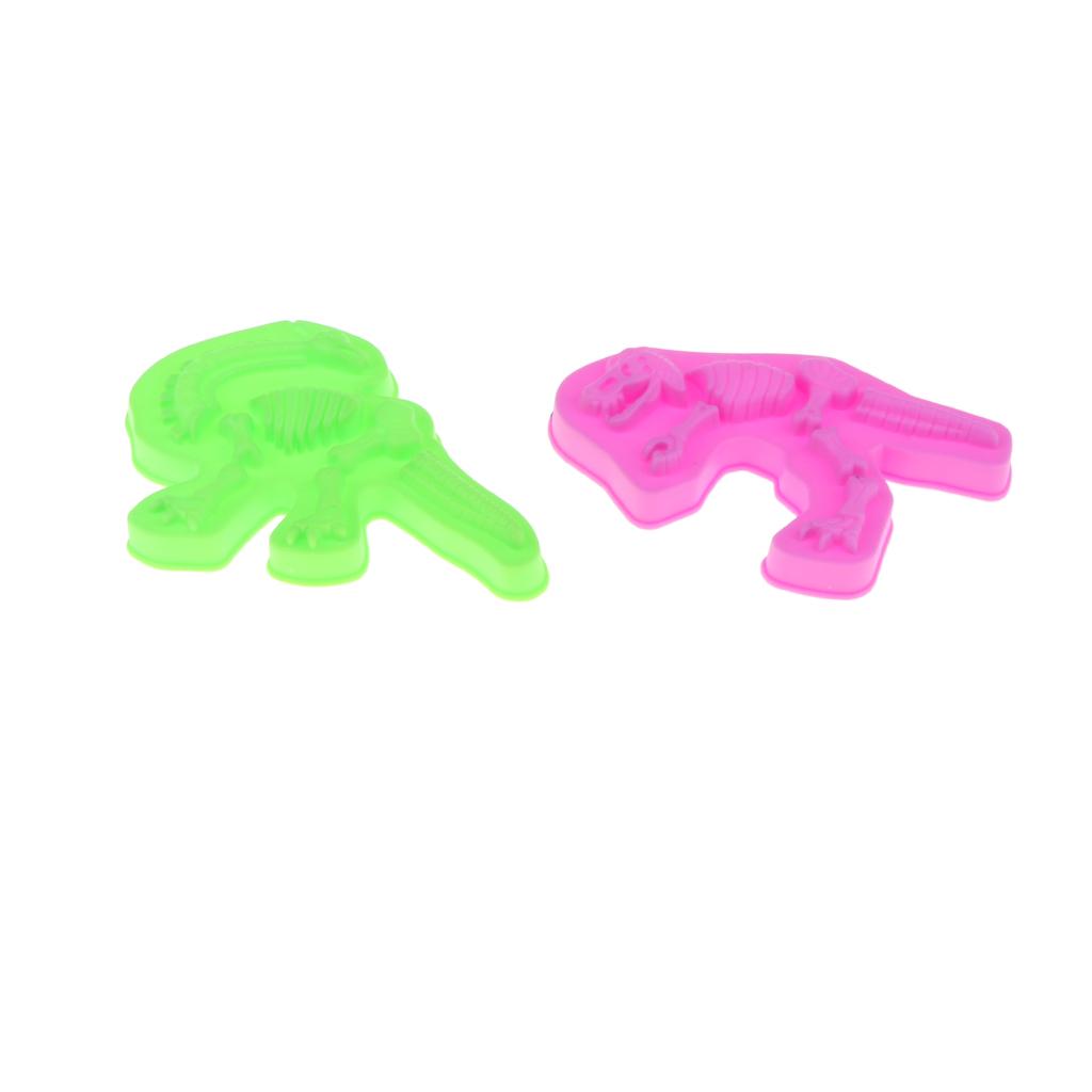 Pack of 4 Multi-colored Dinosaur Skeleton s Sand Beach Toy Set, , Triceratops, Stegosaurus and Diplodocus