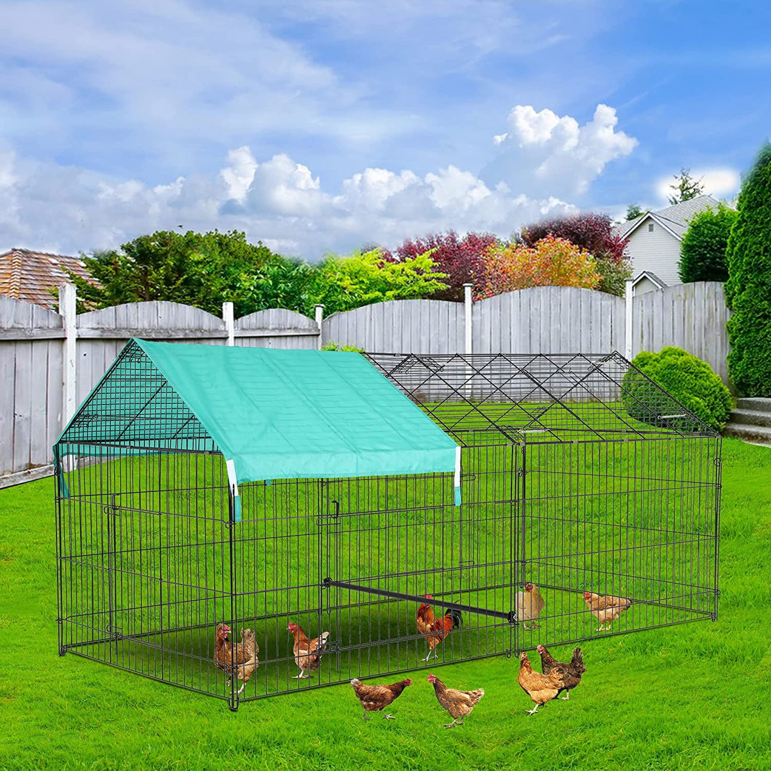 BestPet 87”×41” Large Metal Chicken Coop，Walk-in Poultry Cage Chicken Run Outdoor Duck Coop Chicken Pen Pet Playpen w/Door and Cover Rabbit Enclosure for Backyard Farm