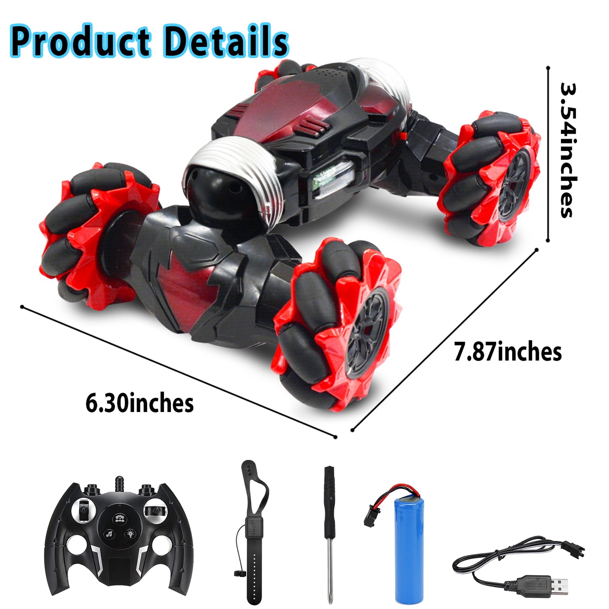AGNEVE RC Stunt Car 4WD 360° and Double Sided Rotation Toy Car 2.4GHz All-Terrain Dual Mode Twist Remote Control Car with LED Light Music for Kids Gifts