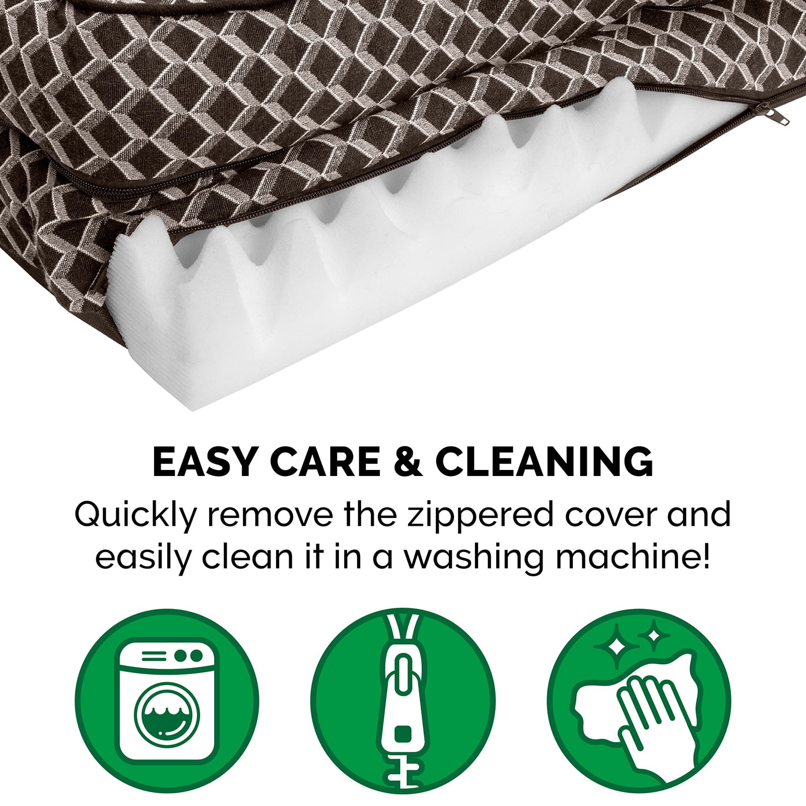 FurHaven Pet Products Bed， Orthopedic Plush and Decor Comfy Couch Sofa-Style Bed for Dogs and Cats， Diamond Brown， Jumbo