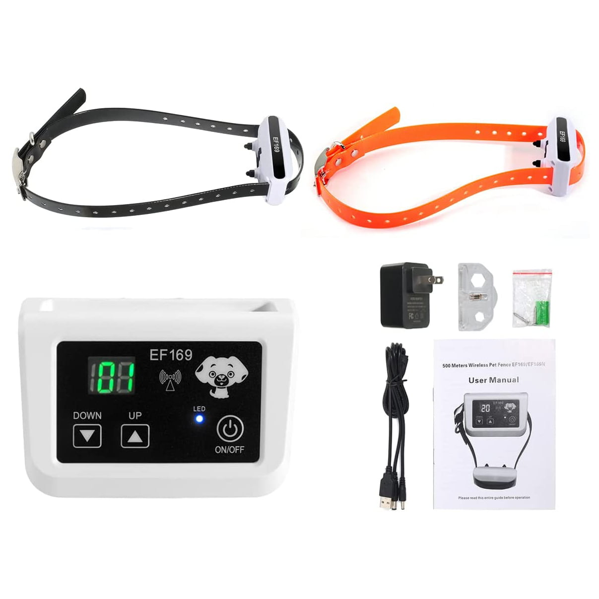 iMeshbean Wireless Dog Fence， Electric Fence System for Stubborn Dog，Wireless Dog Boundary Containment System，Rechargeable Training Collar，Large Signal Range of 65-1640ft (for 2 Dogs)