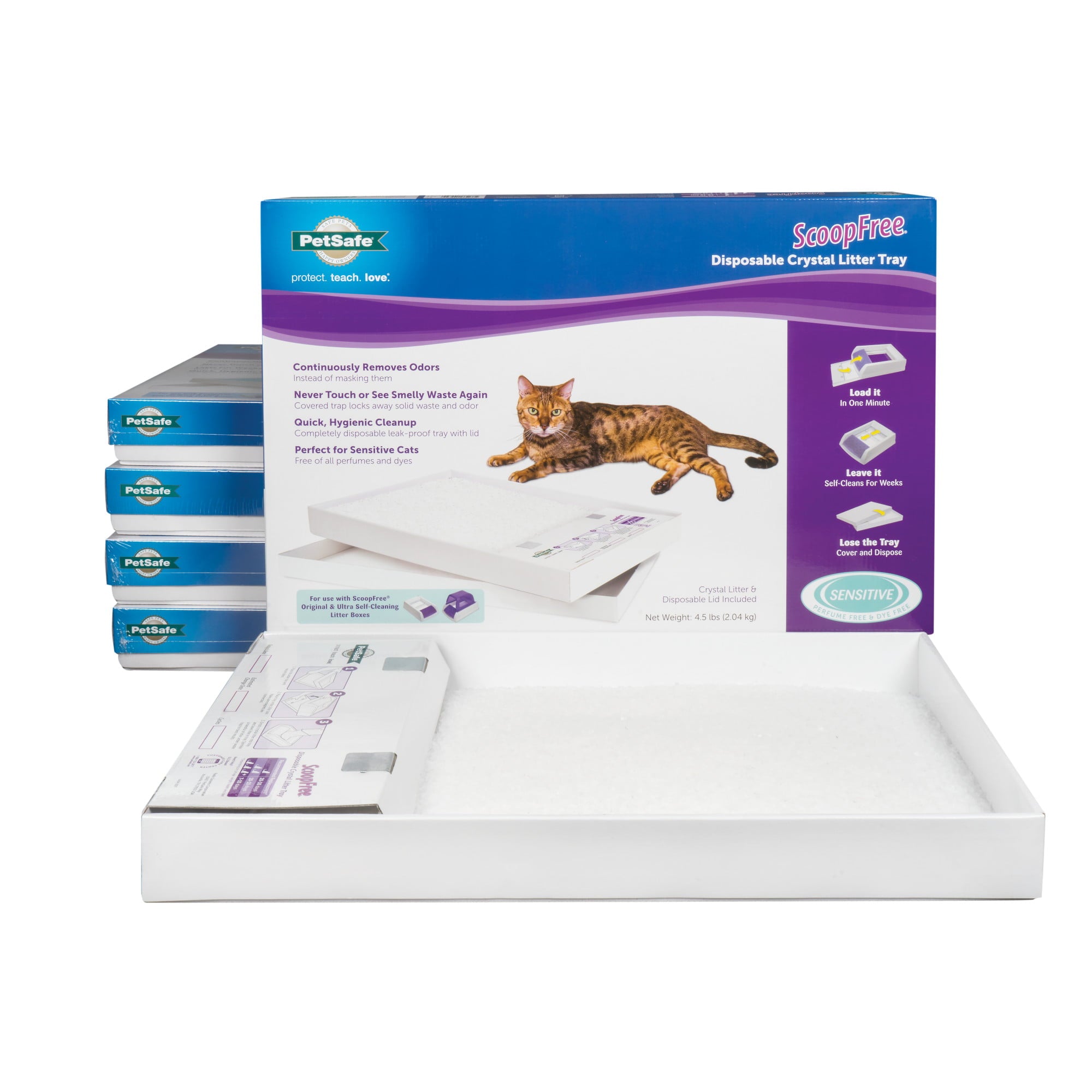 PetSafe ScoopFree Self-Cleaning Cat Litter Box Tray Refills with Sensitive Non-Clumping Crystals， 6-Pack