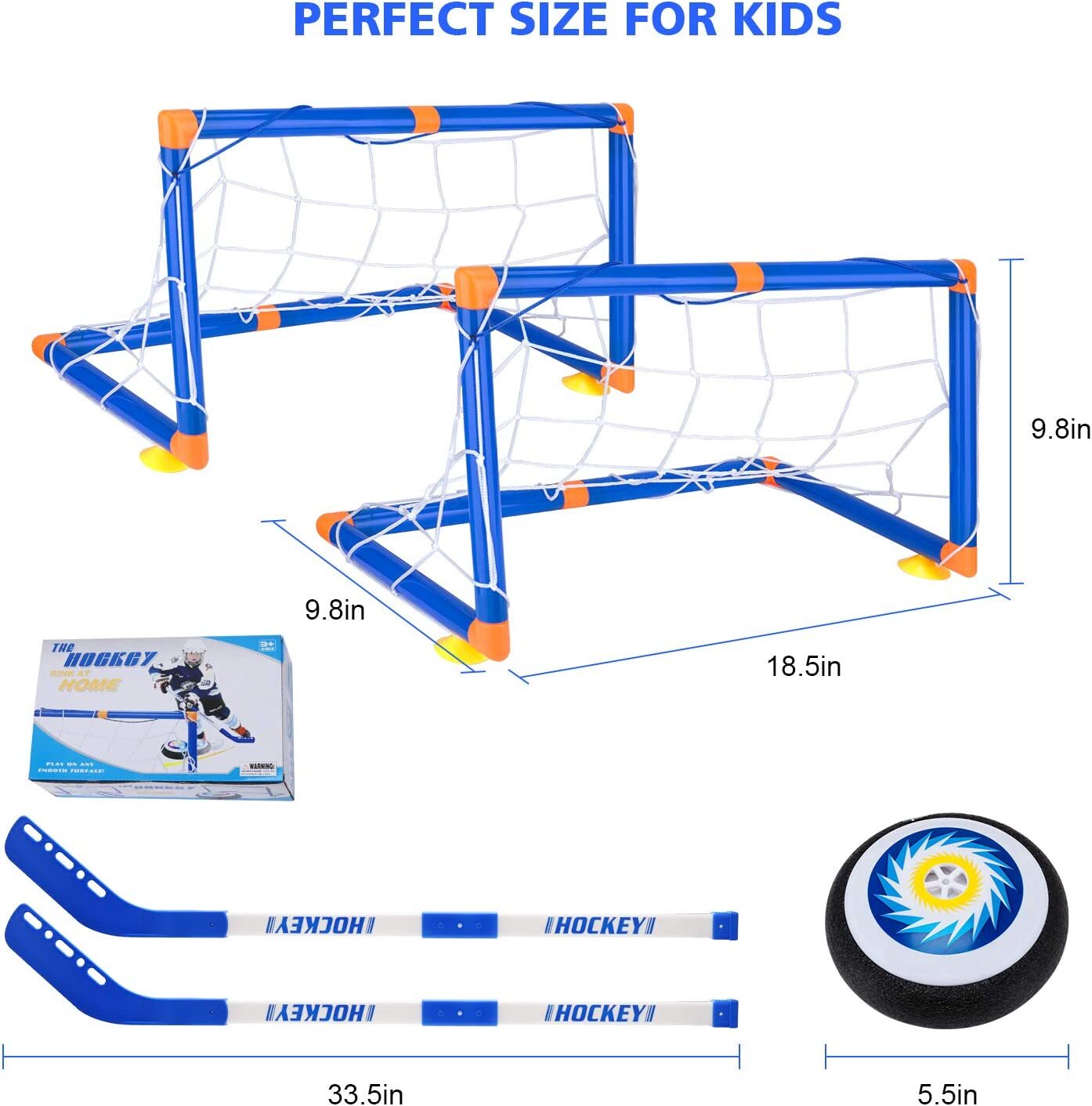 HopeRock Hover Hockey Set for Kids，Hover Hockey Game with 2 Goals Hover Ball，Fun Family Indoor Hockey Gifts for 4-12 Year Old Boys