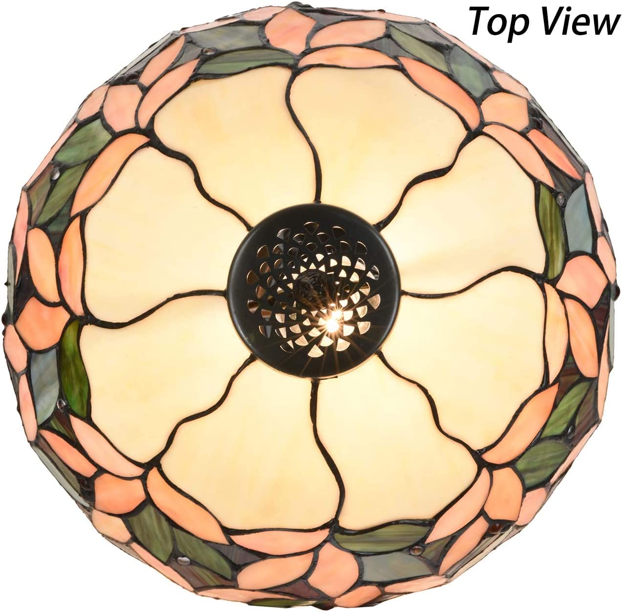 SHADY L10805 Pink Wisteria  Style Stained Glass Table Lamp  14" W x 22.5" H