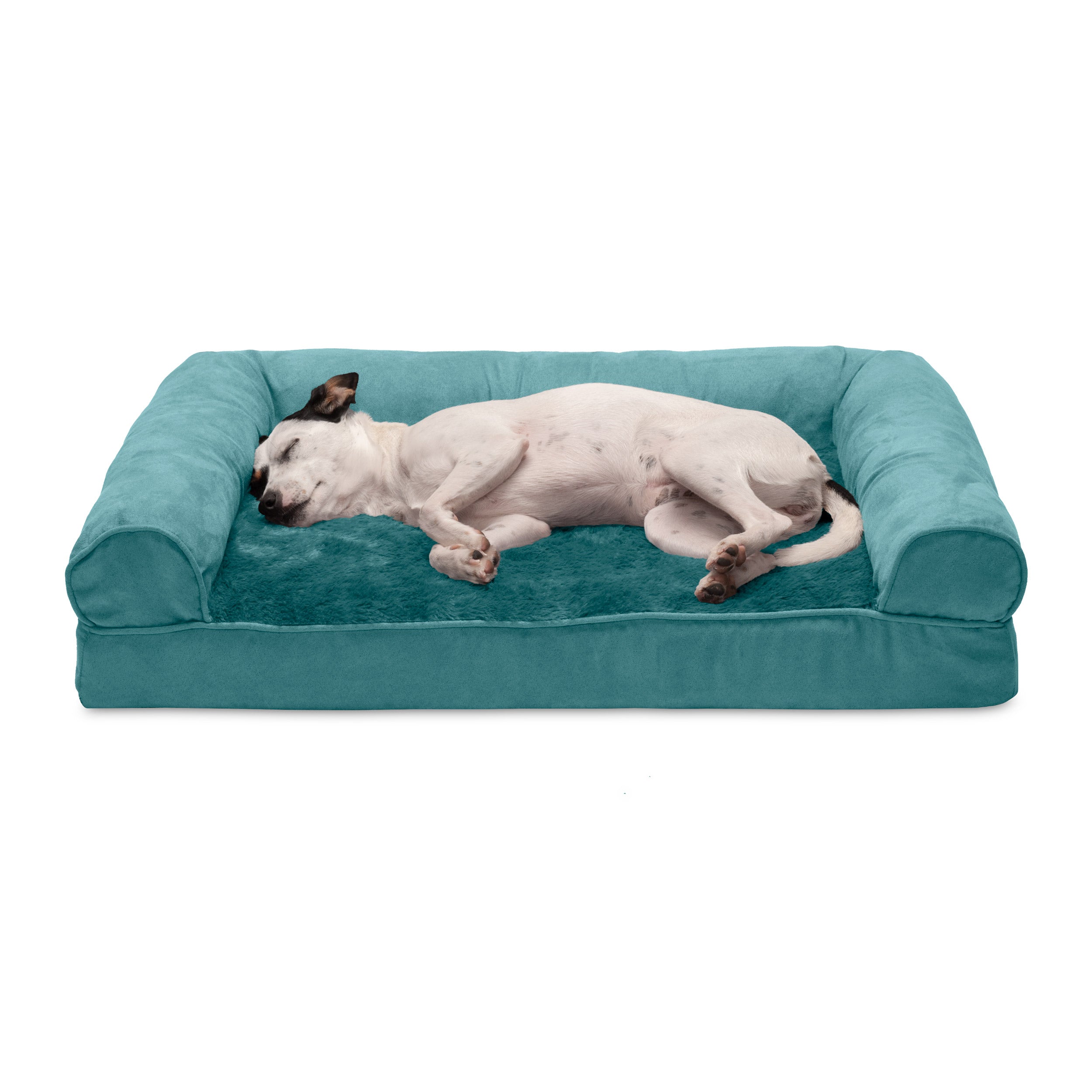 FurHaven Pet Products | Full Support Orthopedic Plush and Suede Sofa-Style Pet Bed for Dogs and Cats - Deep Pool， Medium