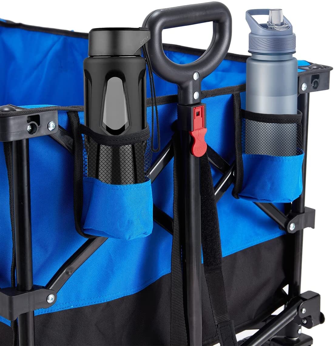 Mellcom Folding Wagon Cart， Outdoor Utility Foldable Trolley for Travel， Shopping， Camping， Blue