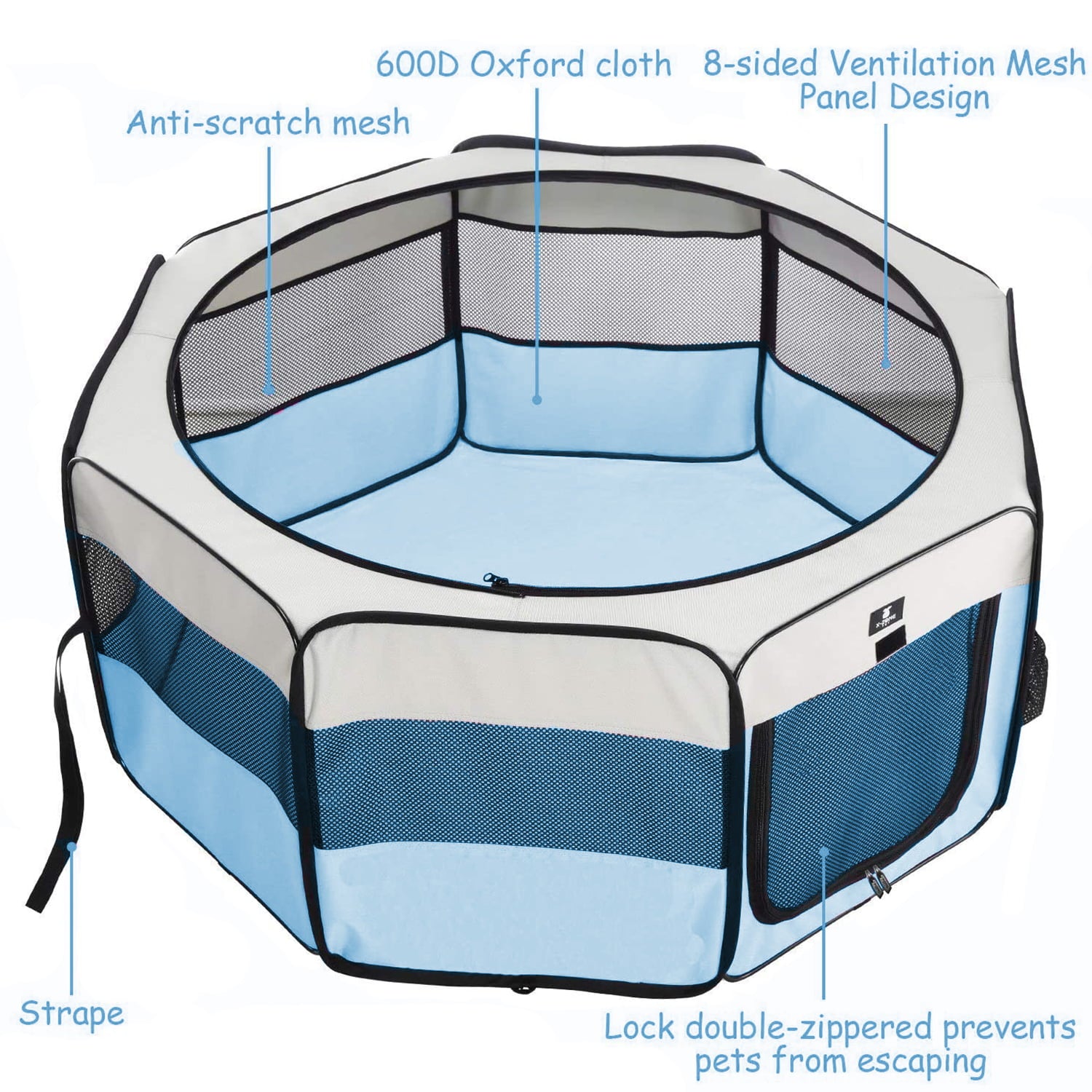 X-Zone Pet Portable Pet Playpen for Dogs， Cats and Small Animals for Indoor and Outdoor