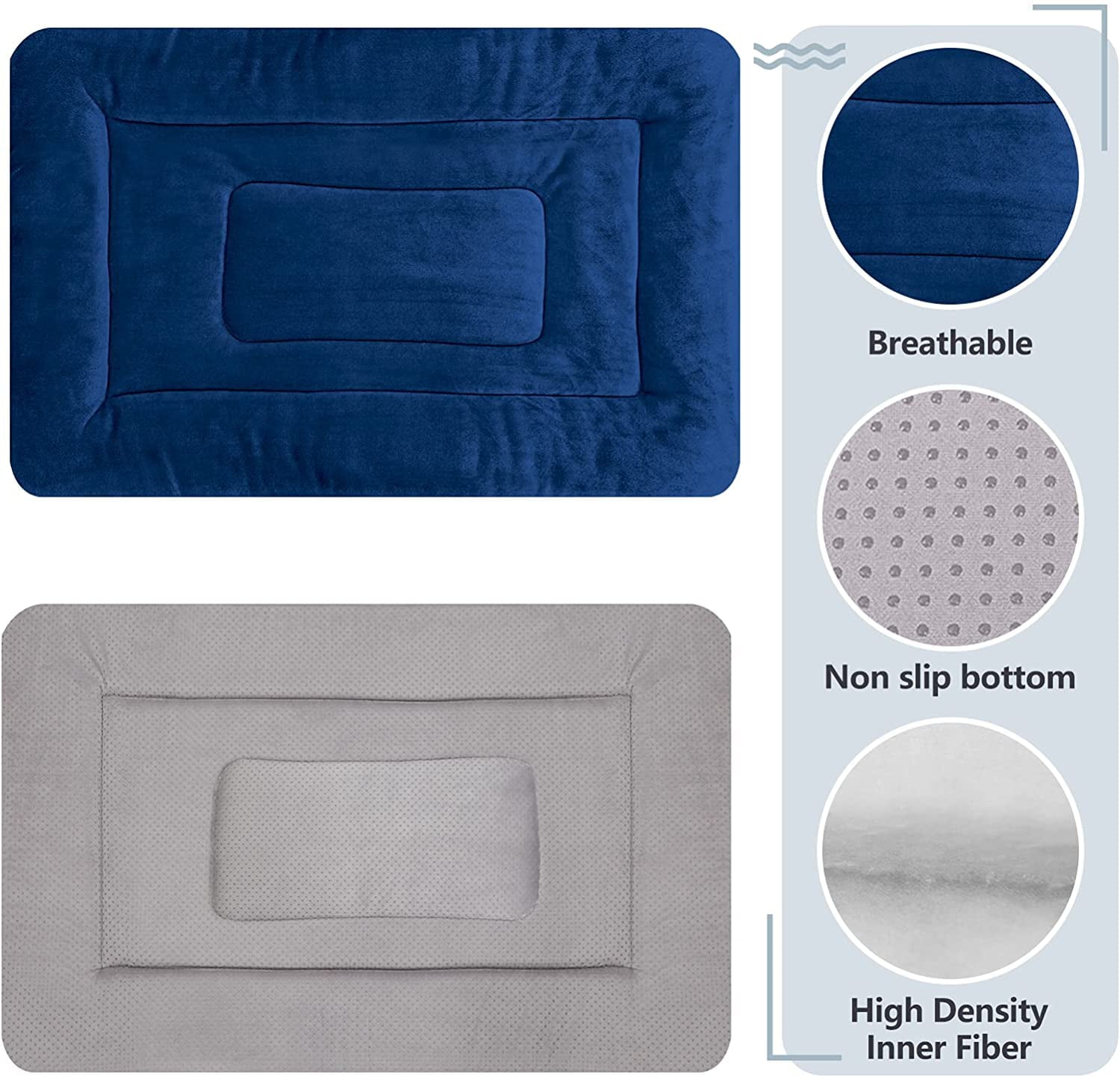 PROCIPE Pet Bed Washable Dog Crate Mat Anti-Slip Pads For Small Medium Dog 35 inch Blue