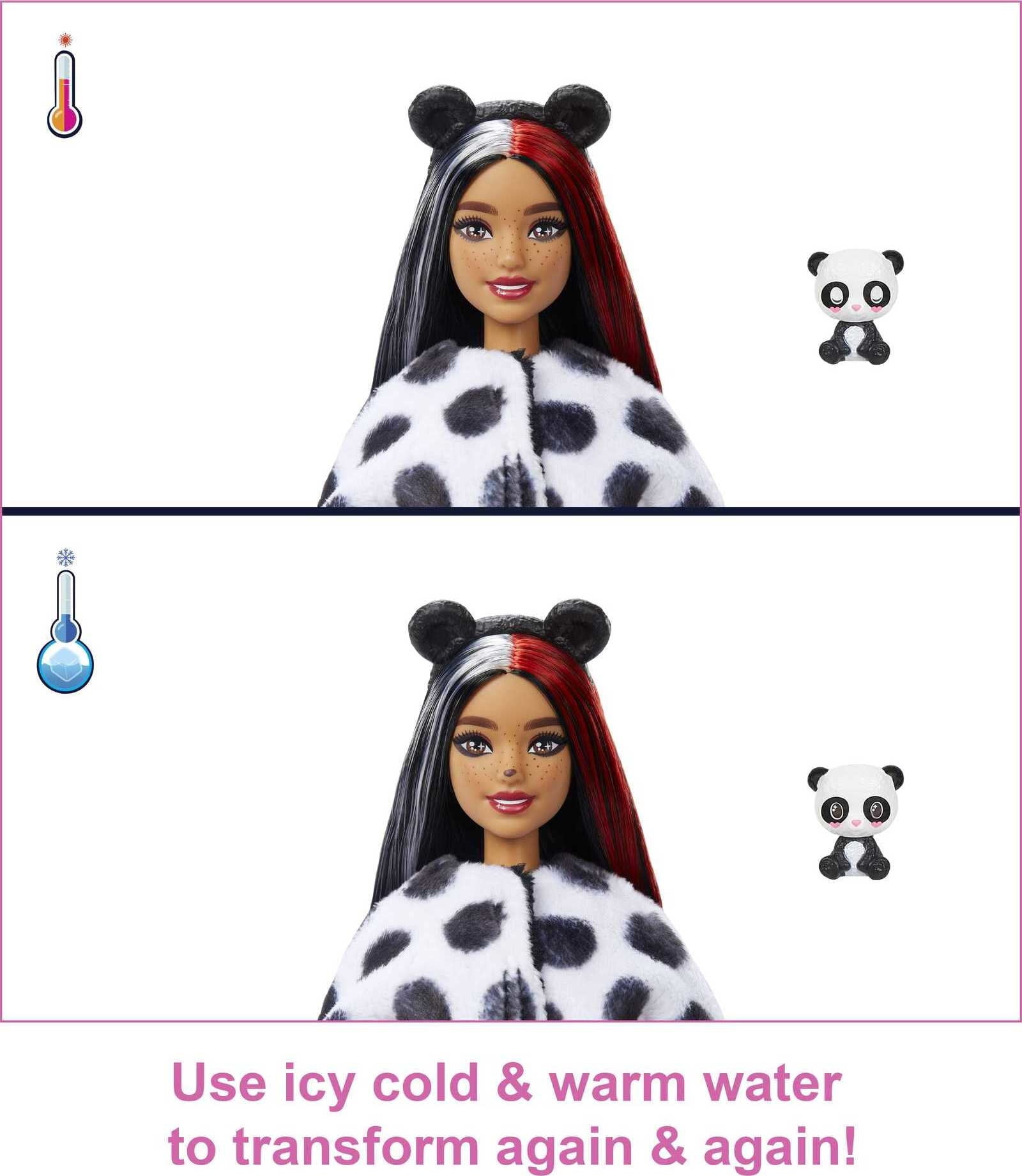 Barbie Cutie Reveal Fashion Doll with Panda Plush Costume, Mini Pet & Accessories