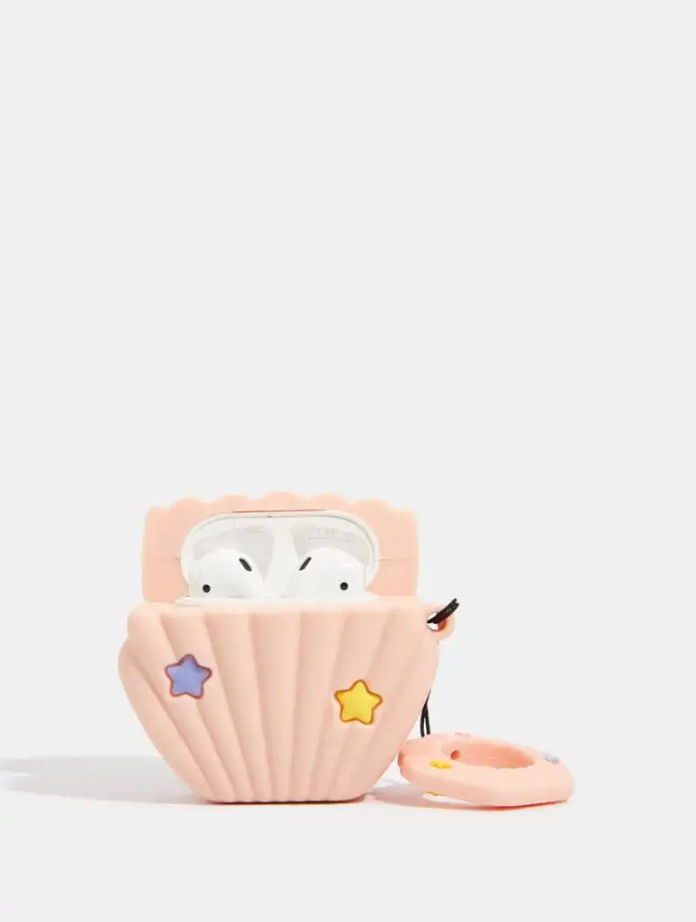 Pink Shell Silicone Airpod Case