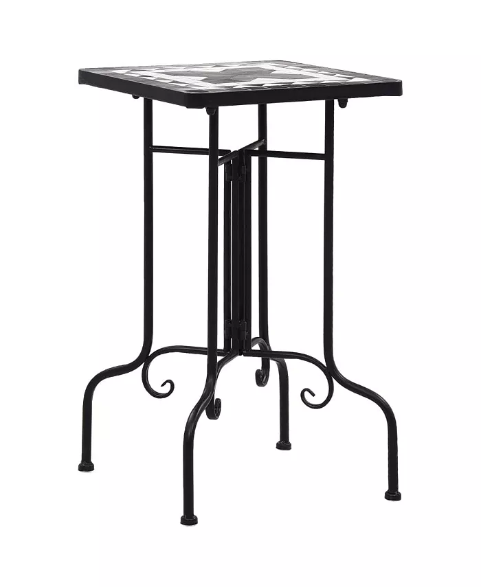 vidaXL Mosaic Side Table Black and White Ceramic