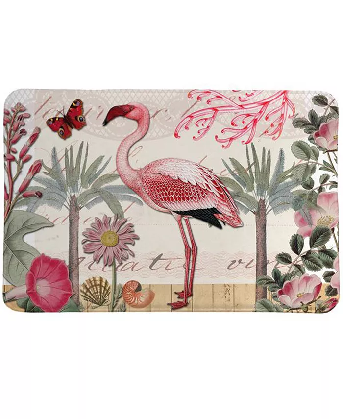Laural Home Botanical Flamingo Memory Foam Rug