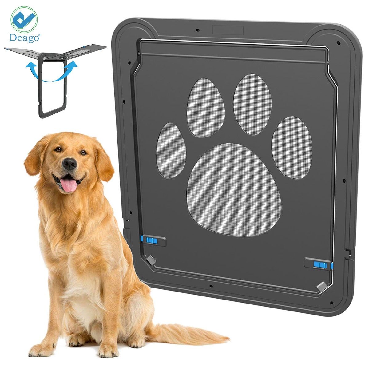 Deago Dog Screen Door， Inside Door Flap 12x14x0.4 Inch， Lockable Pet Screen Door， Magnetic Self-Closing Screen Door with Locking Function， Sturdy Screen Door for Dogs Cats