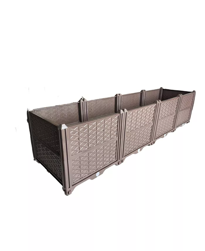 Simplie Fun Rectangular Raised Garden Bed Kit Indoor Outdoor Plastic Planter Grow Box for Fresh Vegetables， Herbs， Flowers Succulents， Brown， 61.41