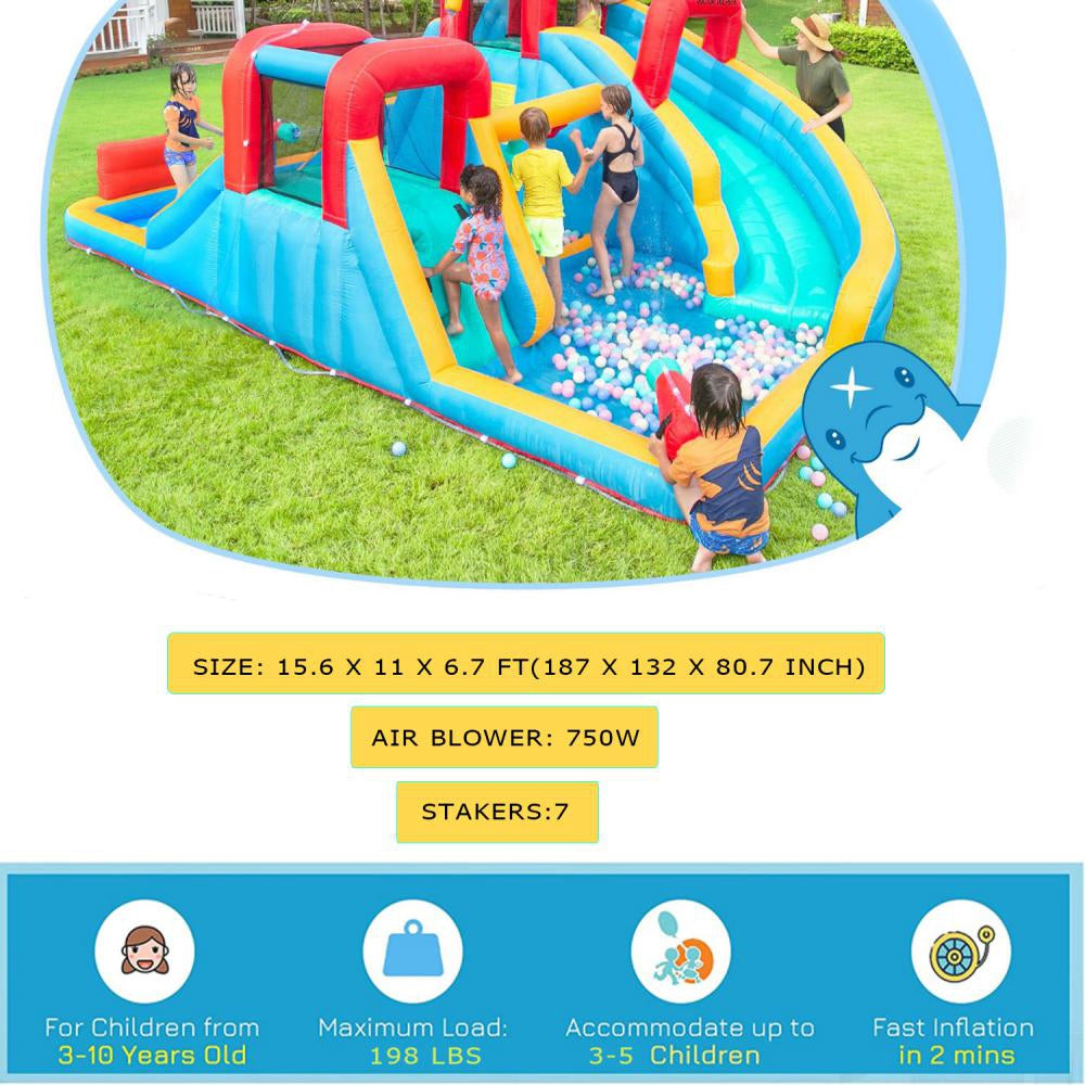 Fbsport Bounce House Inflatable Castle with Air Blower for Toddlers 7 in 1 Bouncy House， Red