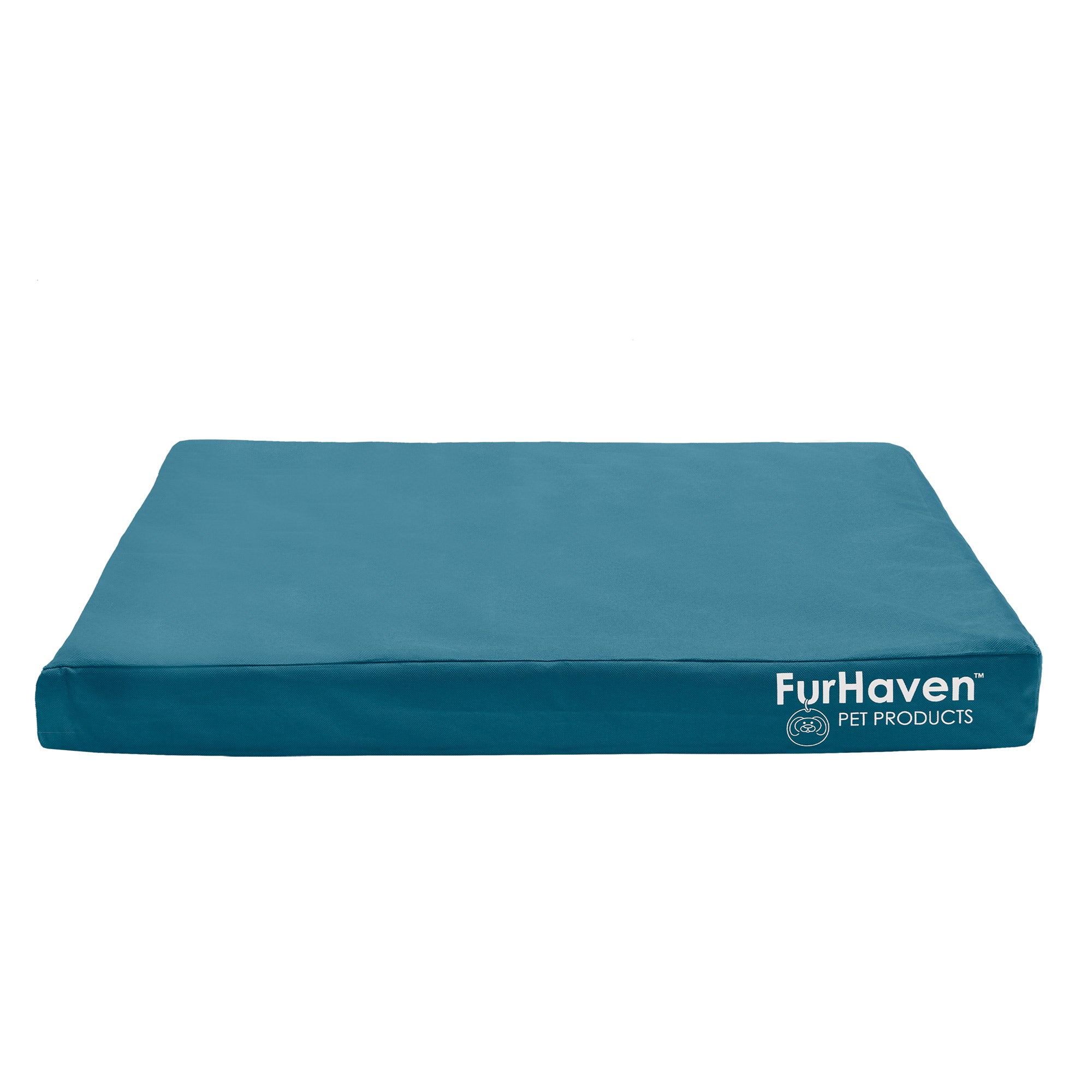 FurHaven | Deluxe Convolute Orthopedic Oxford Indoor/Outdoor Water-Resistant Pet Bed for Dogs and Cats， Deep Lagoon， Medium