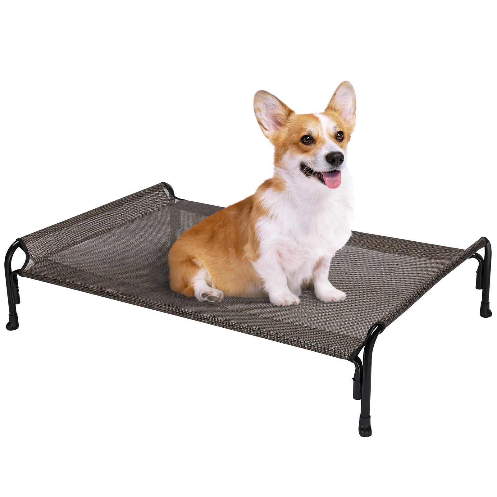 Veehoo Cooling Elevated Dog Bed， Chew Proof Dog Cot with Washable Mesh， Medium， Brown