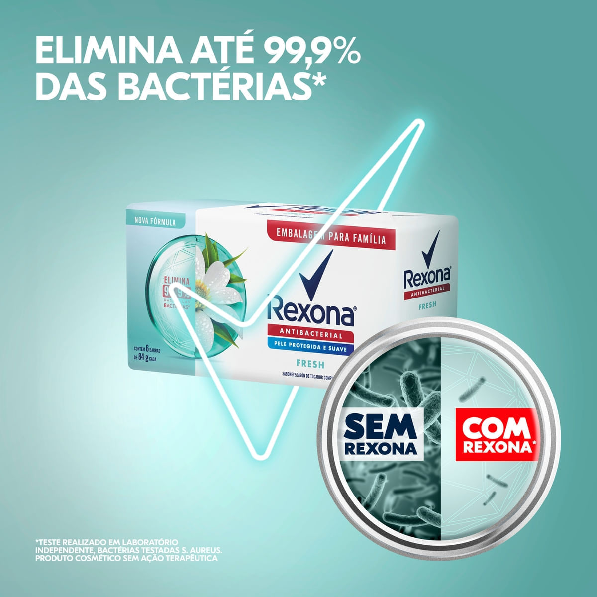 Sabonete em Barra Rexona Antibacteriano Fresh Elimina ate 99,9% das Bacterias 84 g 6 unidades