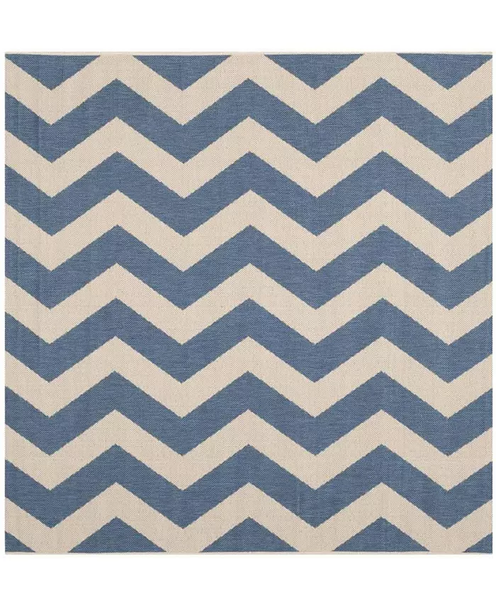 Safavieh Courtyard Blue and Beige 5' x 5' Sisal Weave Square Outdoor Area Rug