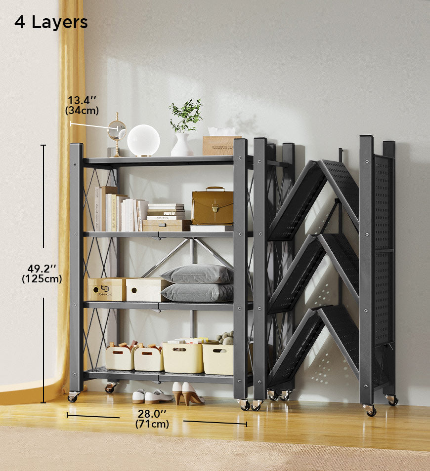 🔥LAST DAY 70% OFF🔥Heavy Duty Foldable Metal Organizer Shelves with Wheels