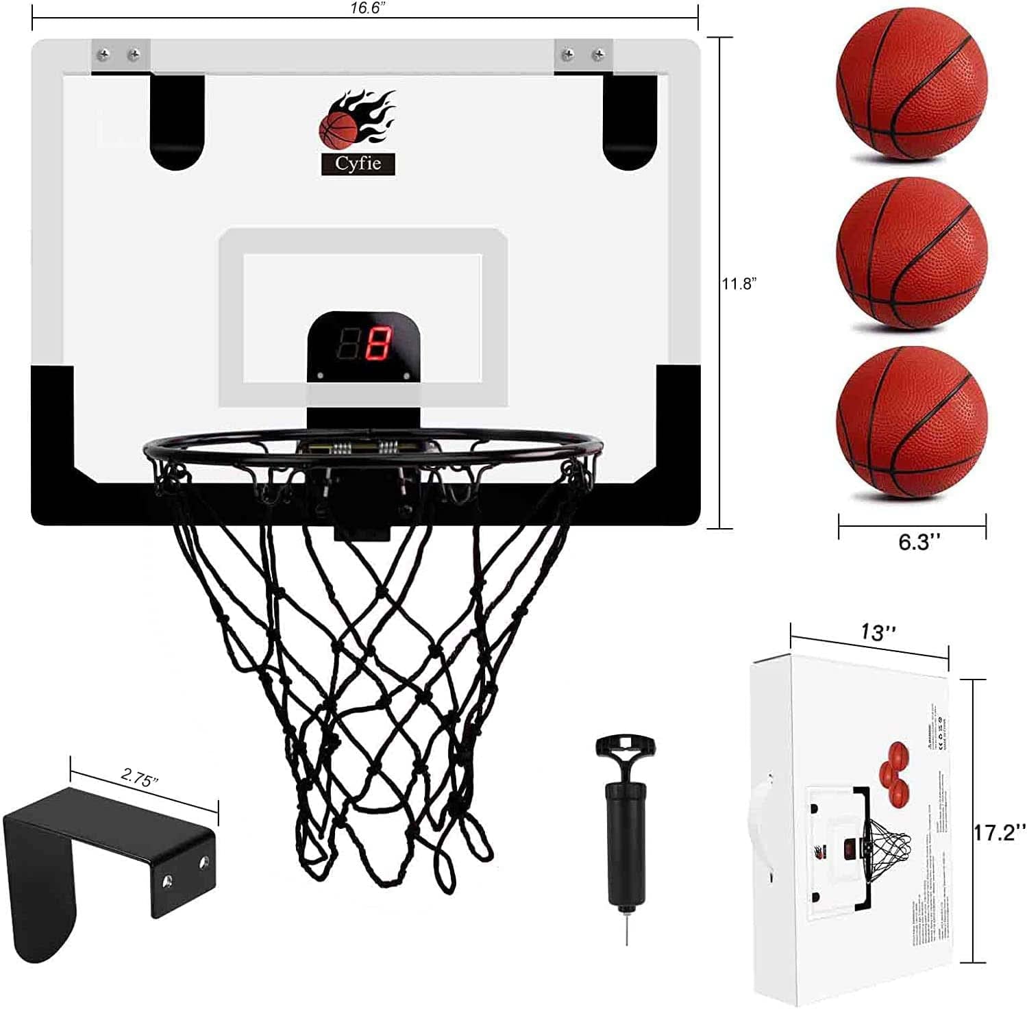 Cyfie Indoor Basketball Hoop Mini Door Basketball Hoop over the Door Backboard Rim with Scoreboard for Kids Adults