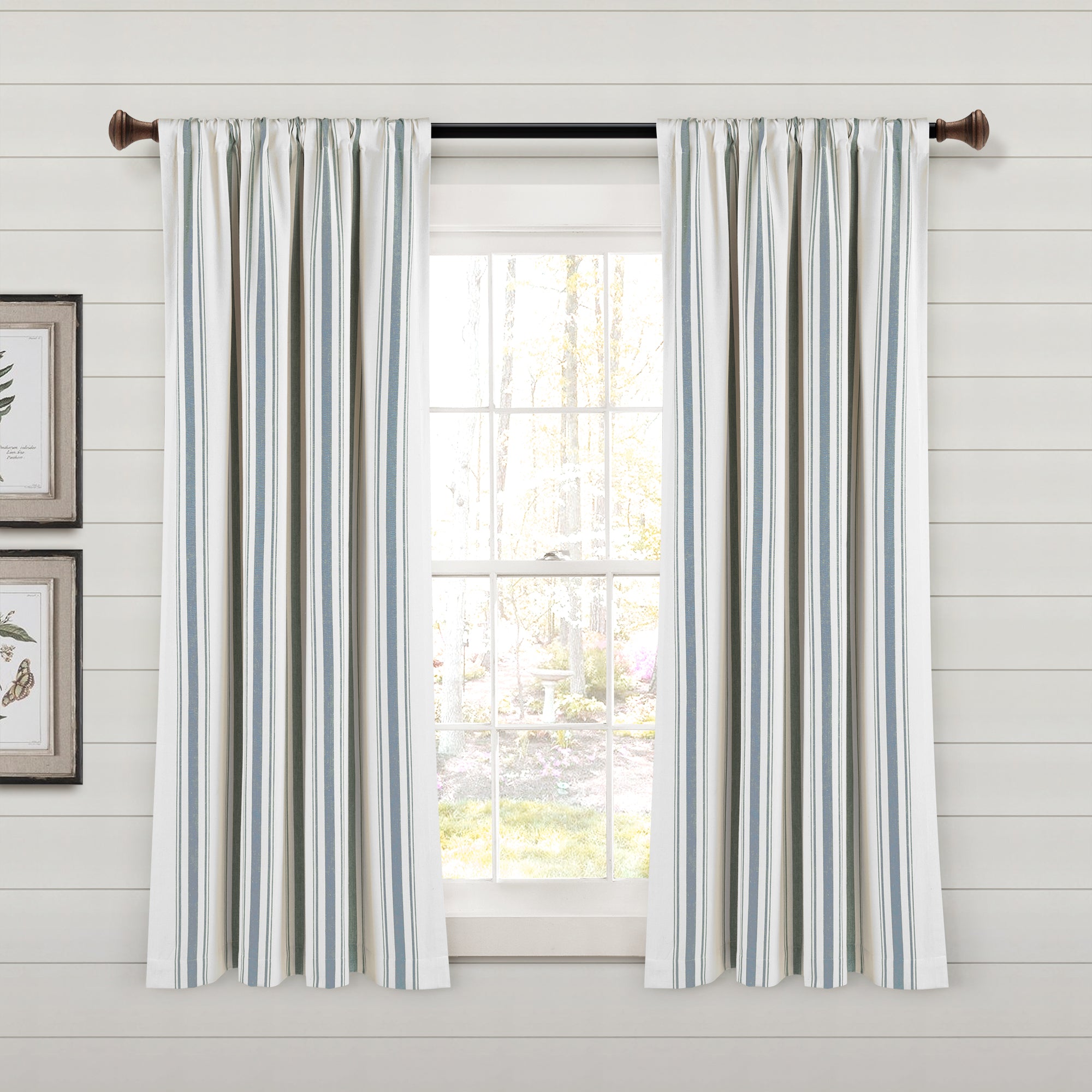 Farmhouse Stripe Yarn Dyed Recycled Cotton Window Curtain Panel Set