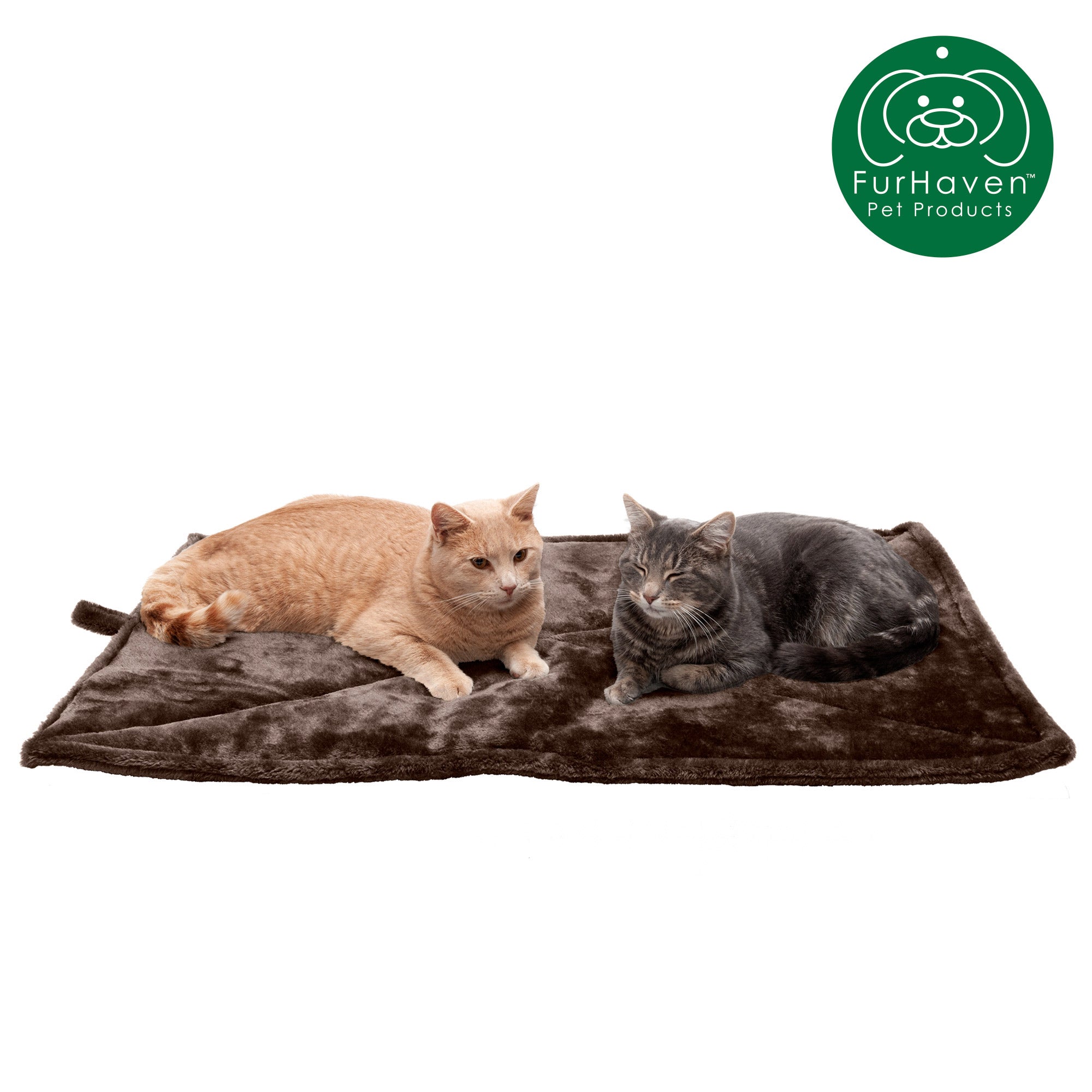 FurHaven Pet Heating Pad | ThermaNAP Faux Fur Self-Warming Pet Bed Mat， Espresso， Large