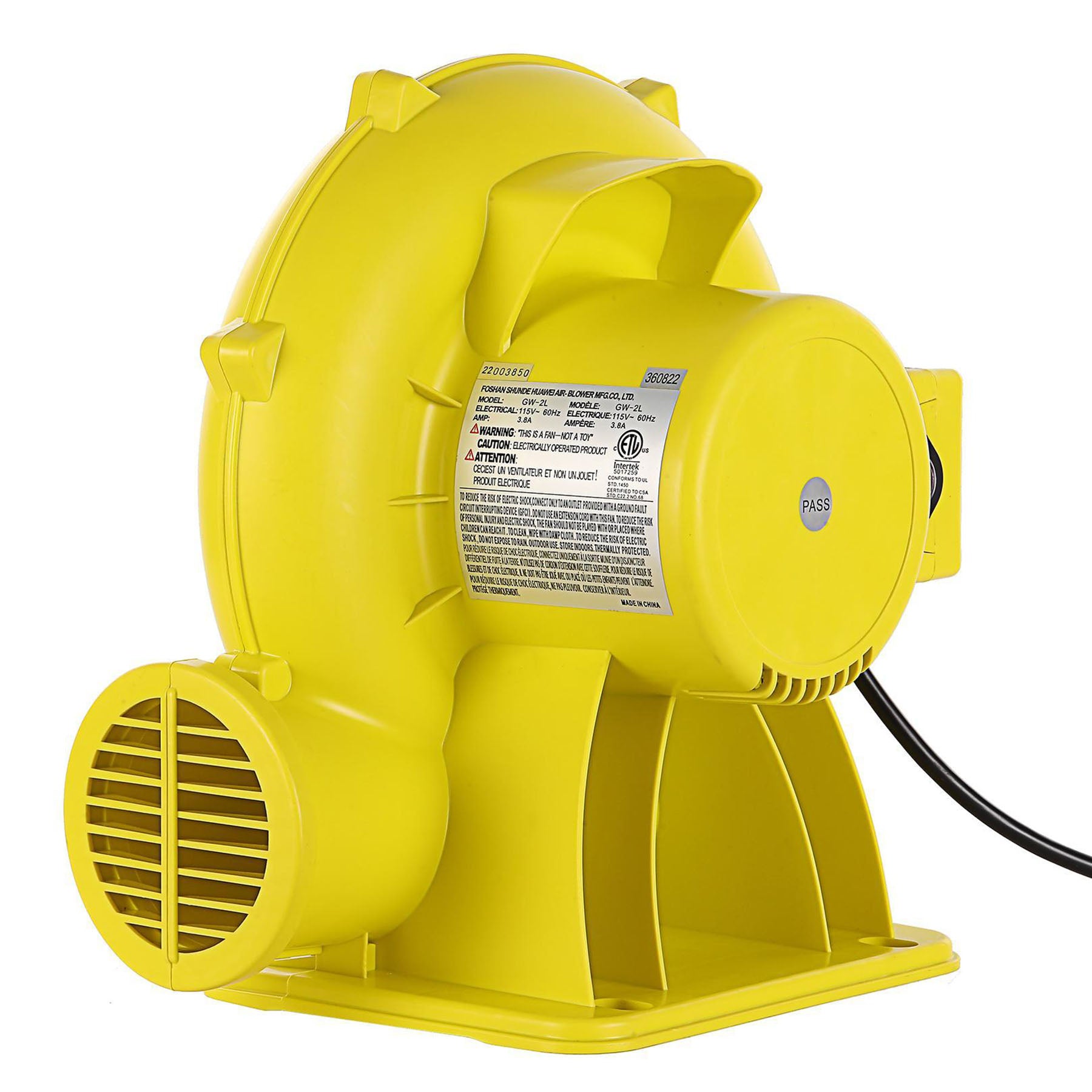 450W/0.6HP Bounce House Air Blower Suitable for Outdoor Trampoline/Water Slide/Air Sofa/Painting Room Outdoor Inflatable Electric Air Pump Fan Commercial Blower