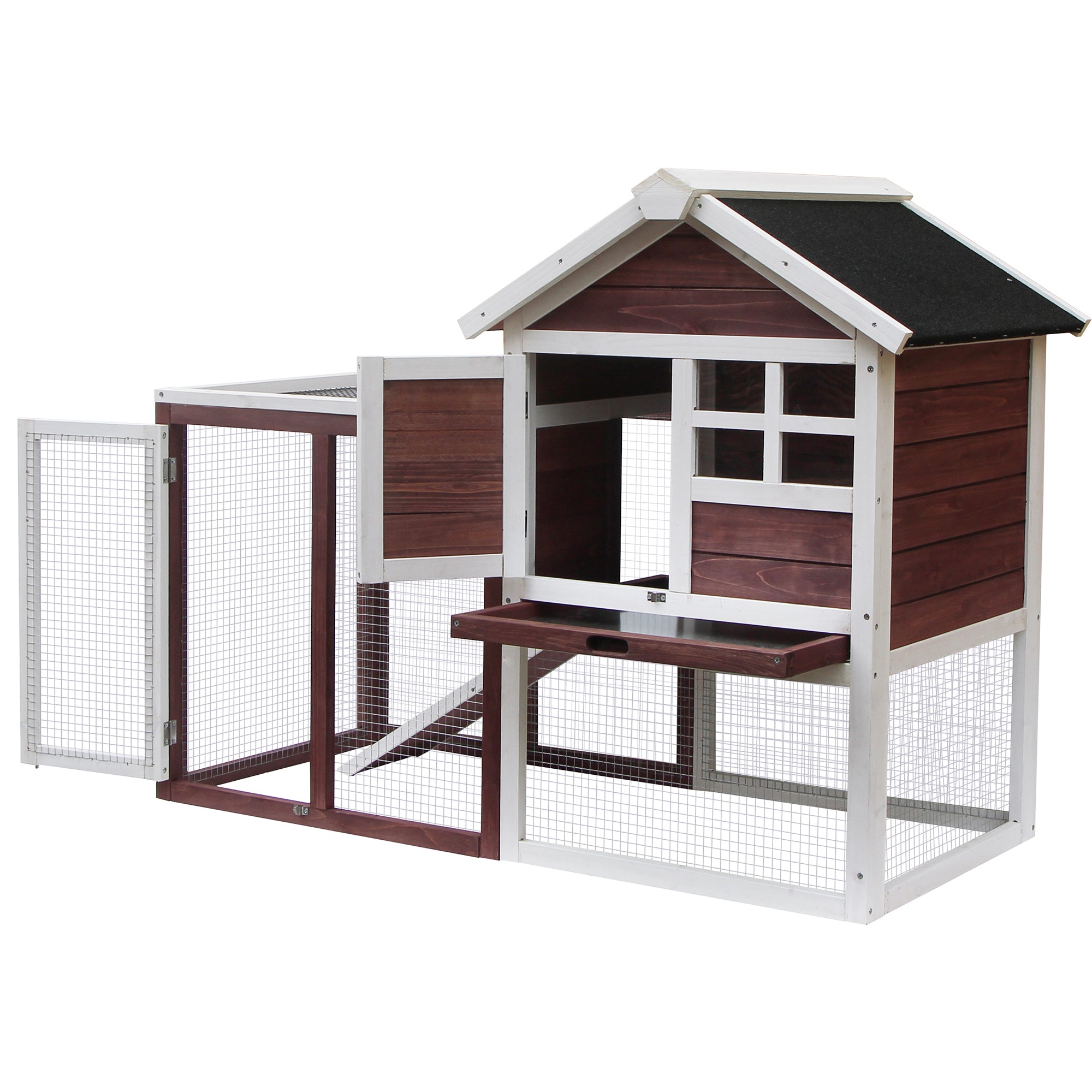 CoSoTower Upgrade Natural Wood House Pet Supplies Small Animals House Rabbit Hutch，Auburn+White