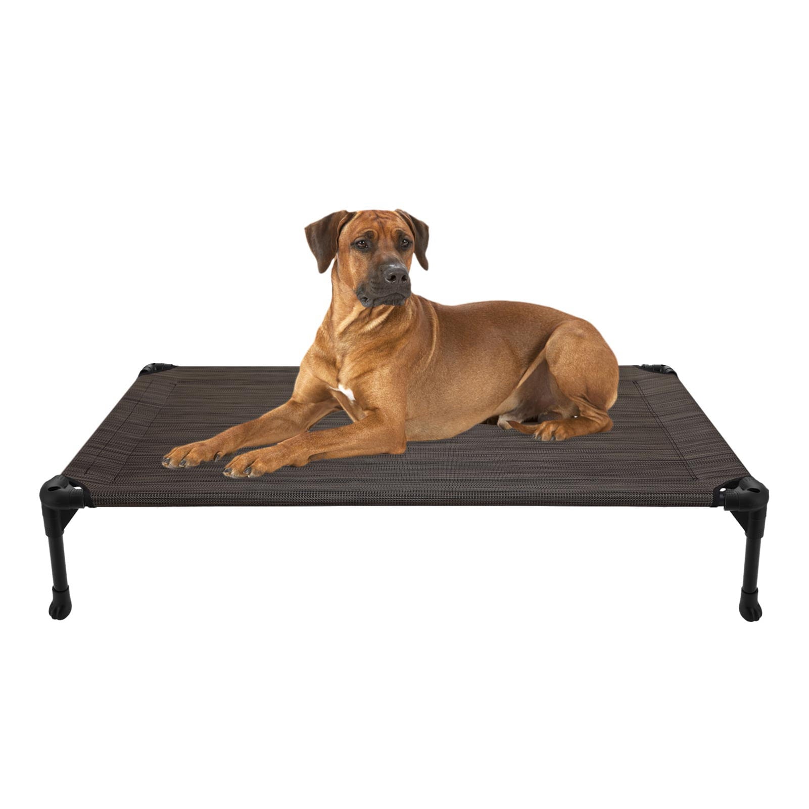 Veehoo Cooling Elevated Dog Bed， Portable Raised Pet Cot with Washable Mesh， Large， Brown