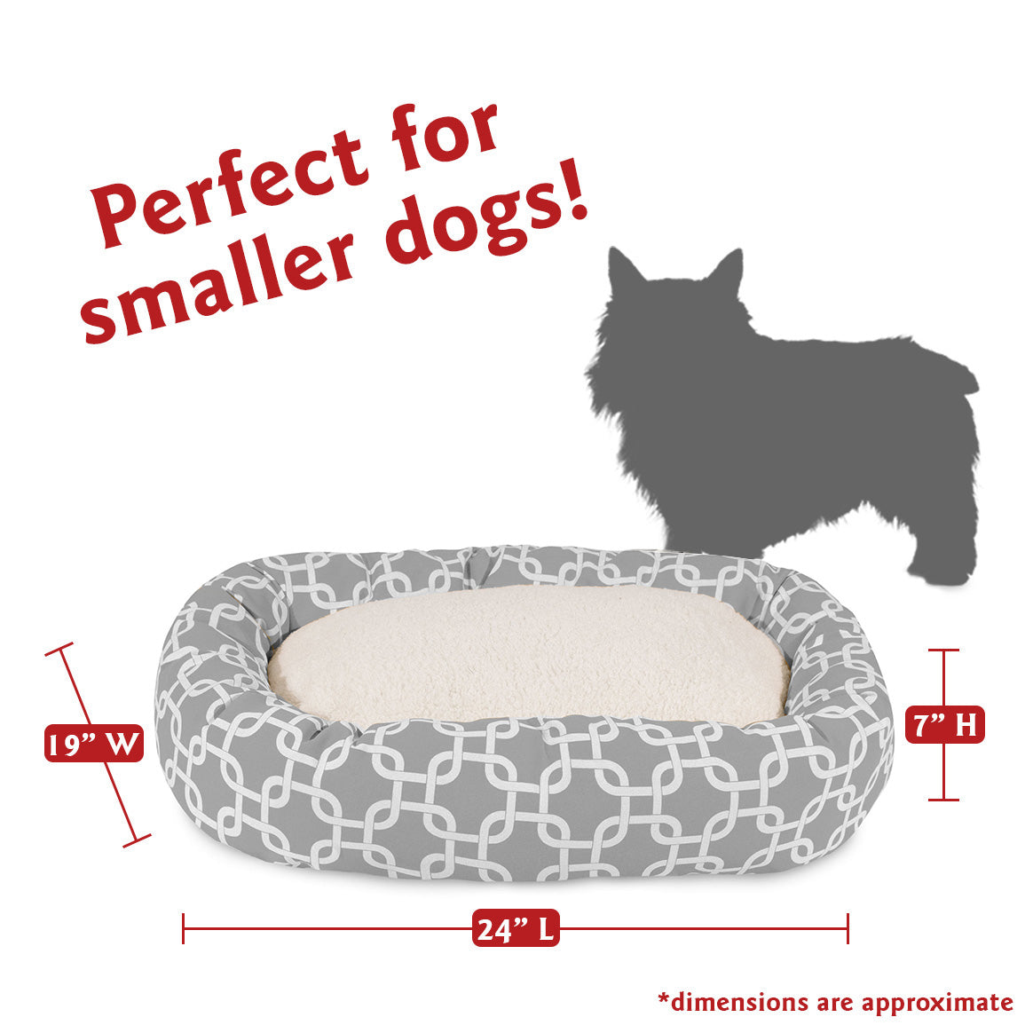 Majestic Pet | Links Sherpa Bagel Pet Bed For Dogs， Grey， Small
