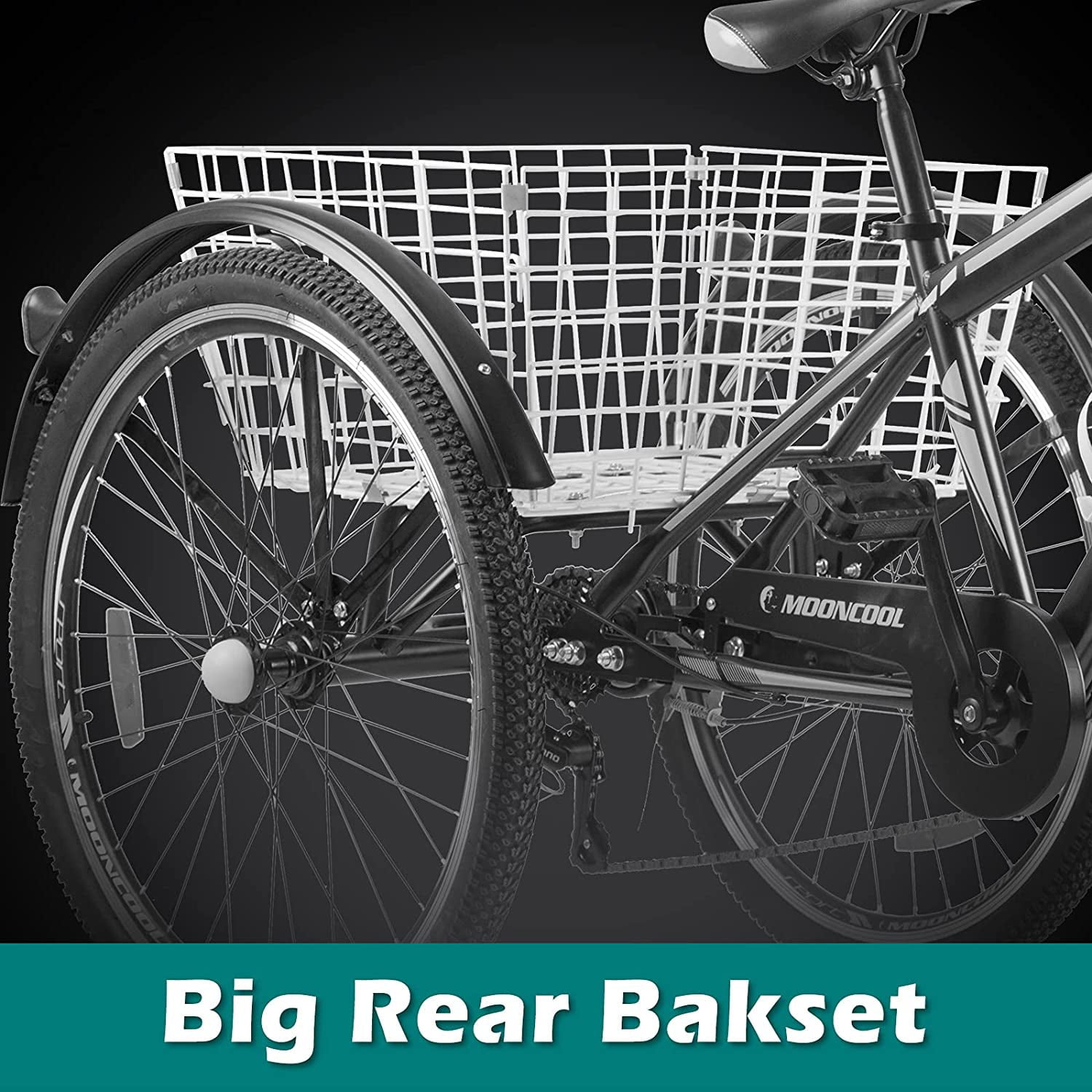 Docred Adult Tricycle， 7 Speed Three Wheel Bike，26 Inch Adults Mountain Trikes for Seniorsandkids with Shopping Basket