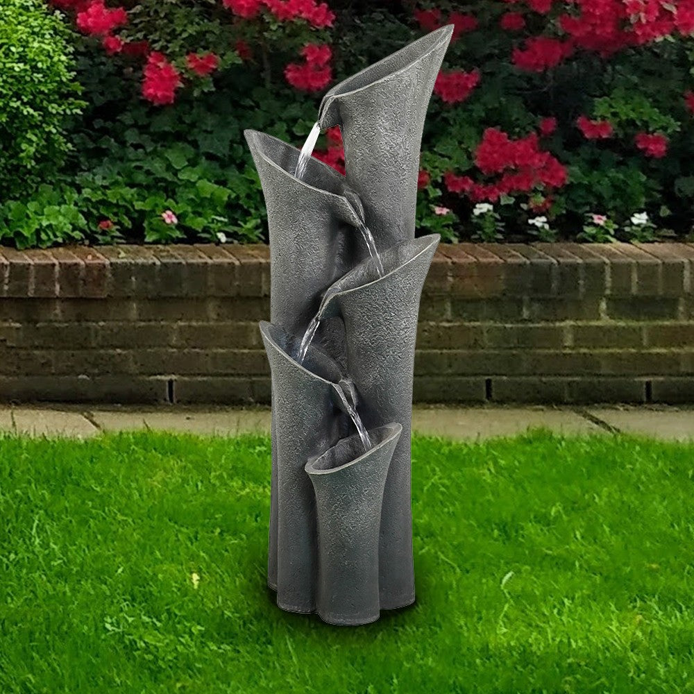 Willwolf 40'' Outdoor Resin Electric Water Fountain with LED Lights， Garden Patio Backyard Lawn Porch