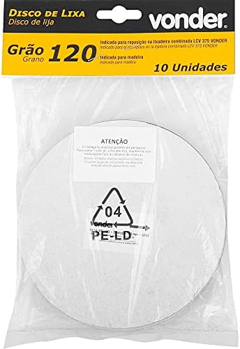 Disco De Lixa Com Costado Em Pluma 150 Mm, Gr?o 120, Com 10 Pe?as, Para A Lixadeira Lcv 375, Vonder.