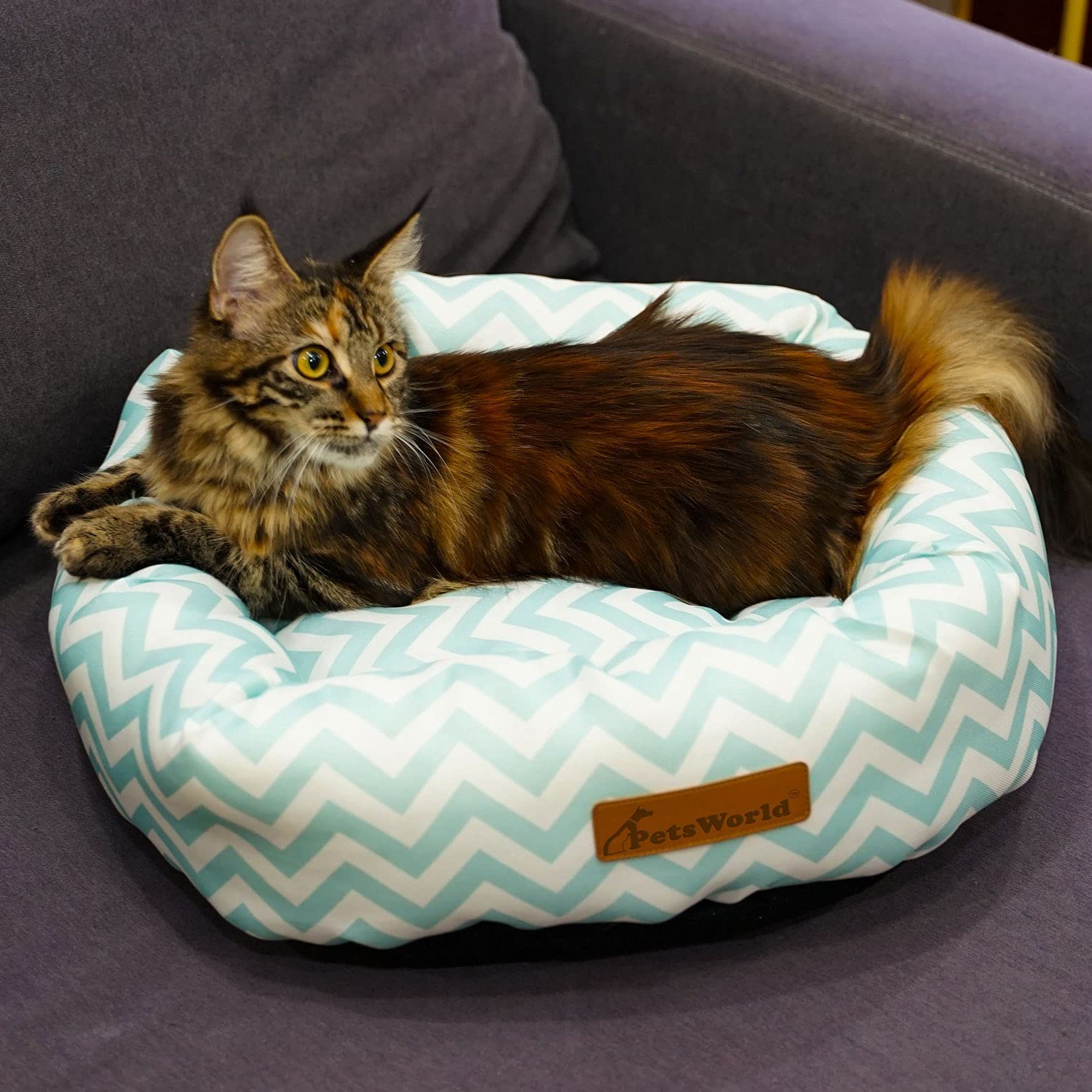 PetsWorld Plush Round Donut Bed. | (13L x 27W x 6H inches)