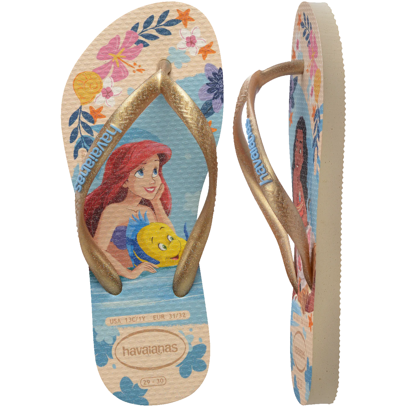 Chinelo Havaianas Infantil Slim Princesas Ariel & Moana