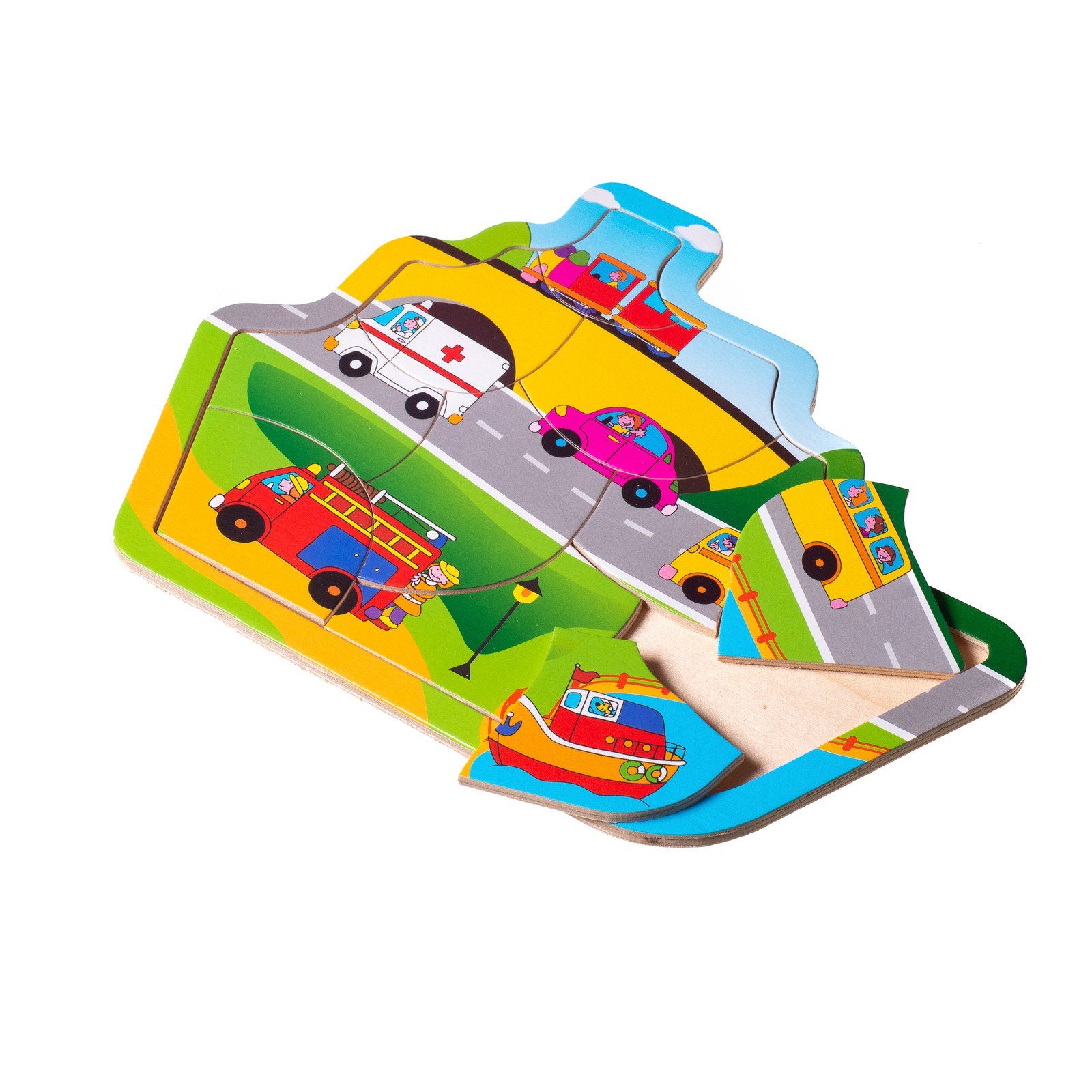 Eliiti Wooden Vehicles Jigsaw Puzzle for Boys Toddlers 2 to 4 Years Old