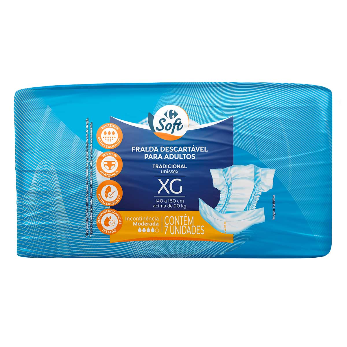 Fralda Descartavel Tradicional Adulto Soft XG 7 Unidades