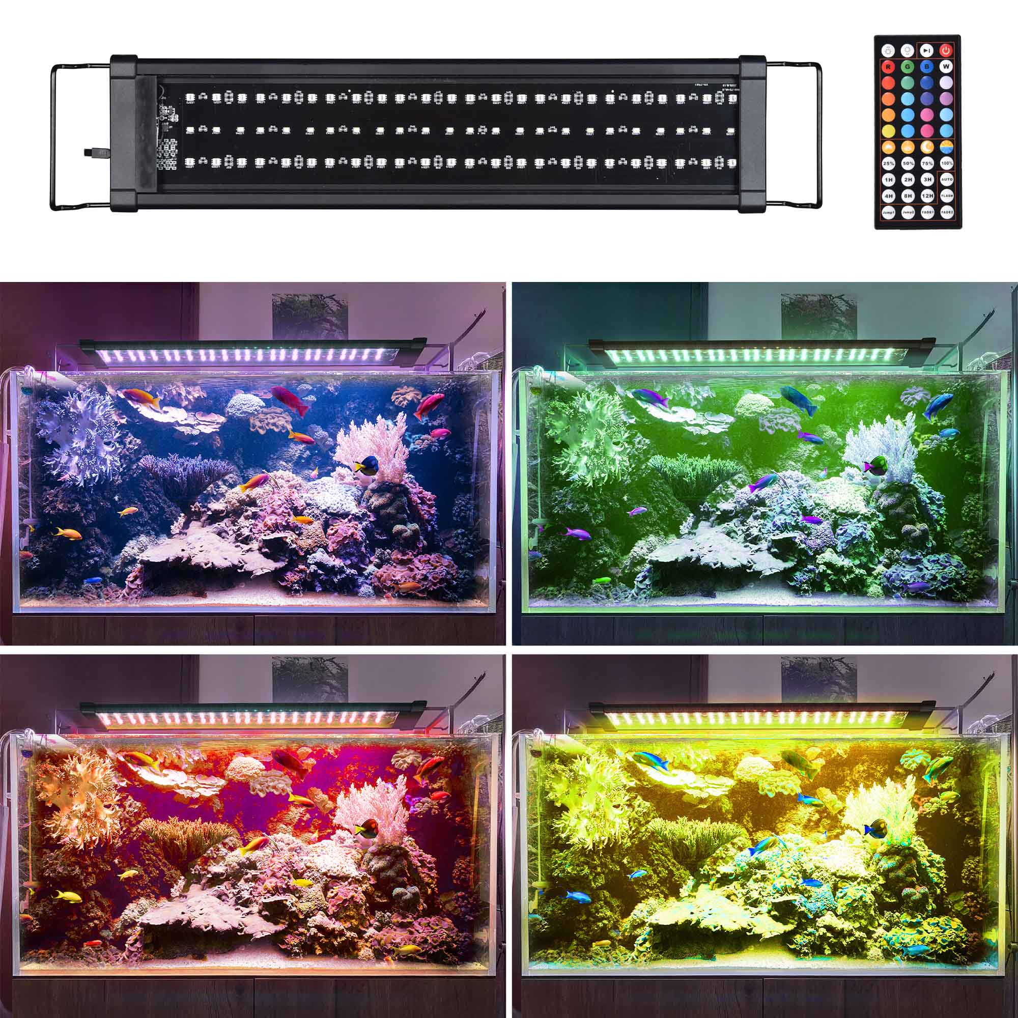 AquaBasik Aquarium LED Light with Timer Dimmable Lamp Remote Control Fish Tank