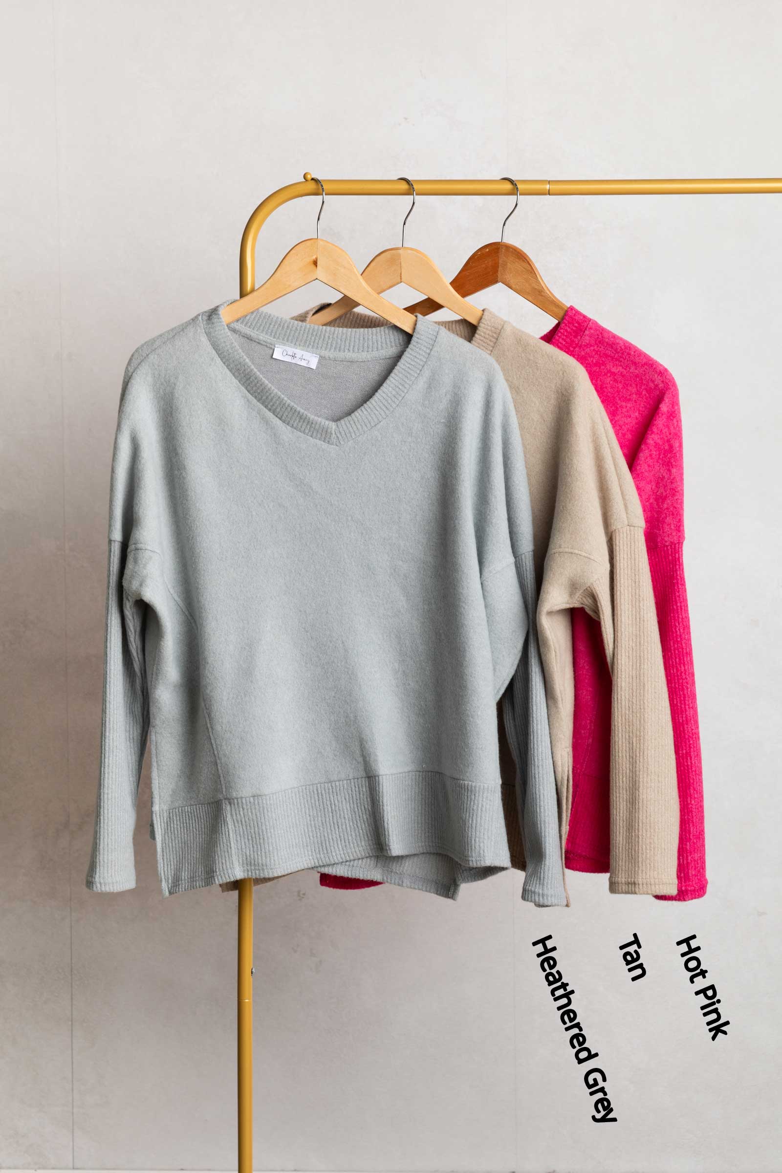 V-Neck Brushed Soft Knit Top