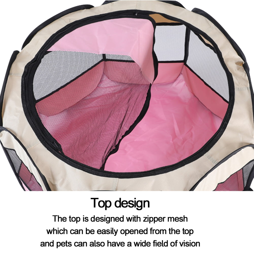 Feelers Pet Playpen Dog Fence Portable Foldable Cat Cage Safe Guard for Indoor Outdoor， Pink， S