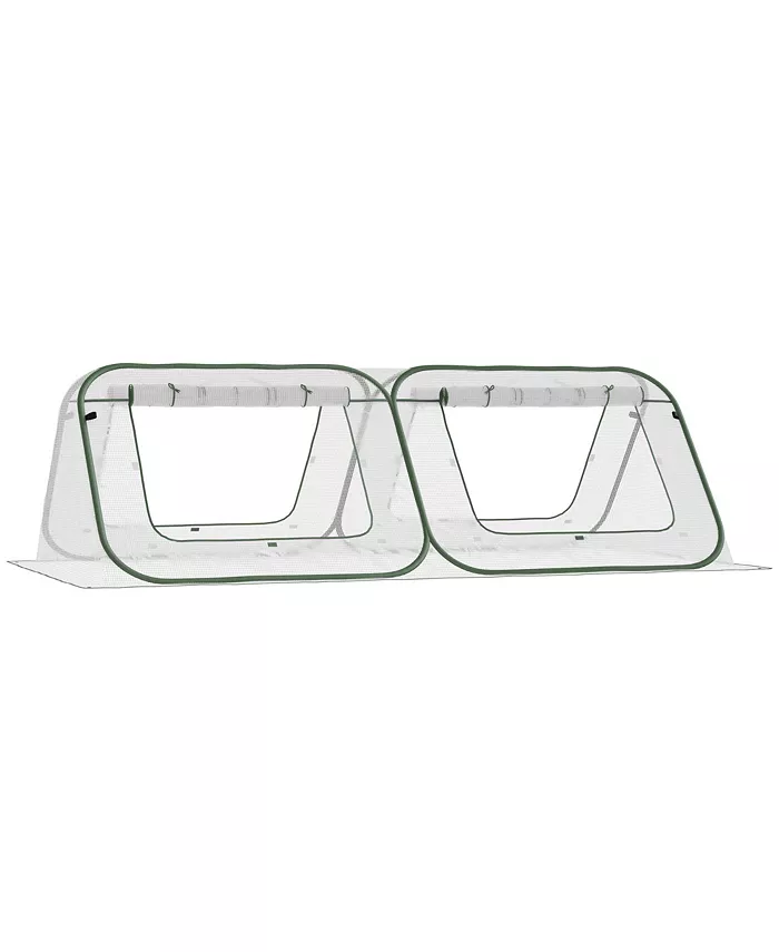 Outsunny Pop Up Mini Greenhouse w  Roll Up Doors PE Cover， 95