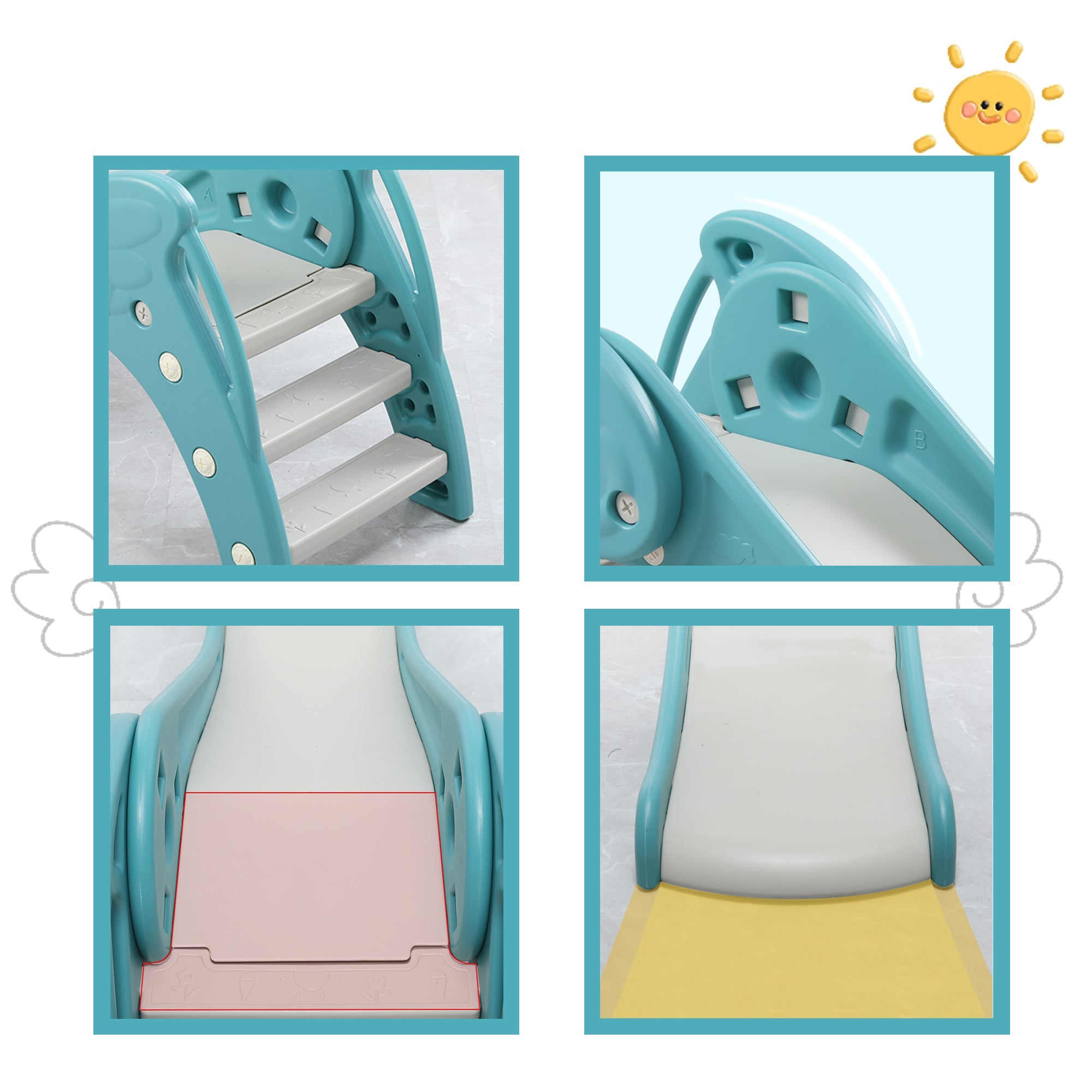 REIDIU Freestanding Baby Slide Indoor First Play Set，Green