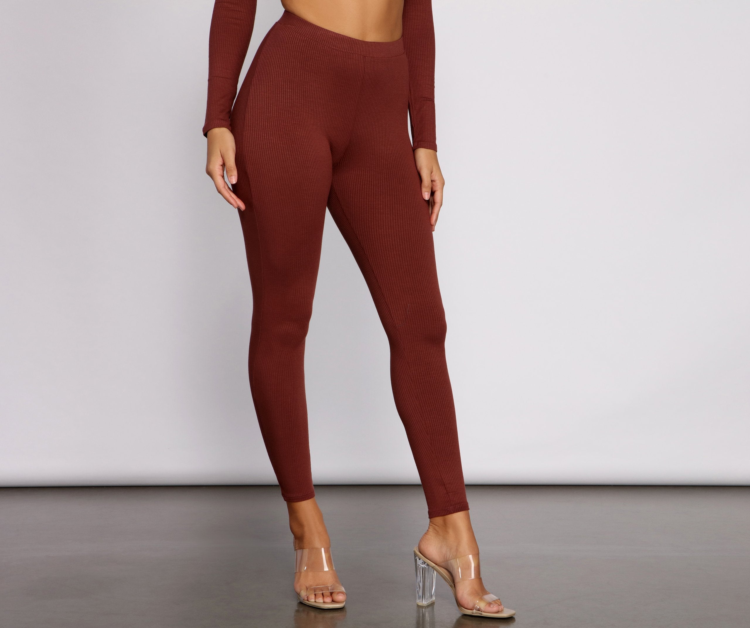CLEARANCE - Ribbed Knit High Waist Leggings