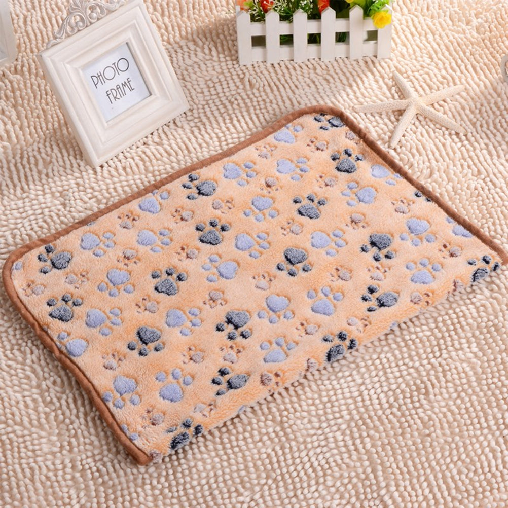 Dog Cat Bed Mat Warm Sleep Puppy Blanket Pet Cushion Kitten Fleece Blanket Paw Cushion 60x40CM(Brown)