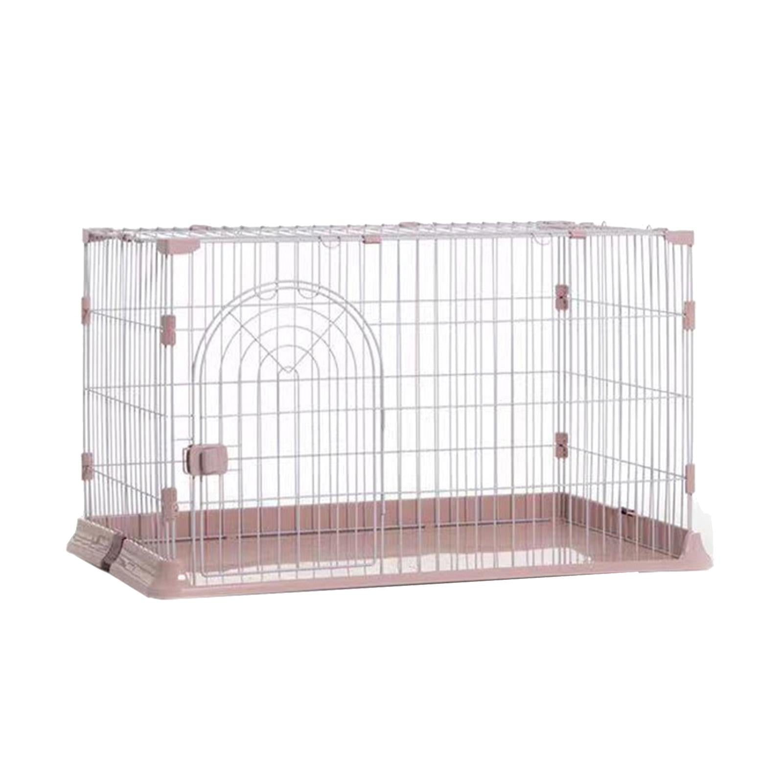 Pets Crate，Dog Crate for Medium Large Small Size Dogs，Dog Cage Portable Strong Metal Pet Kennel，Dog Door Animal Pet Cage Pet Travel Carrier，Dog Kennel with Tray for Training Indoor pink L