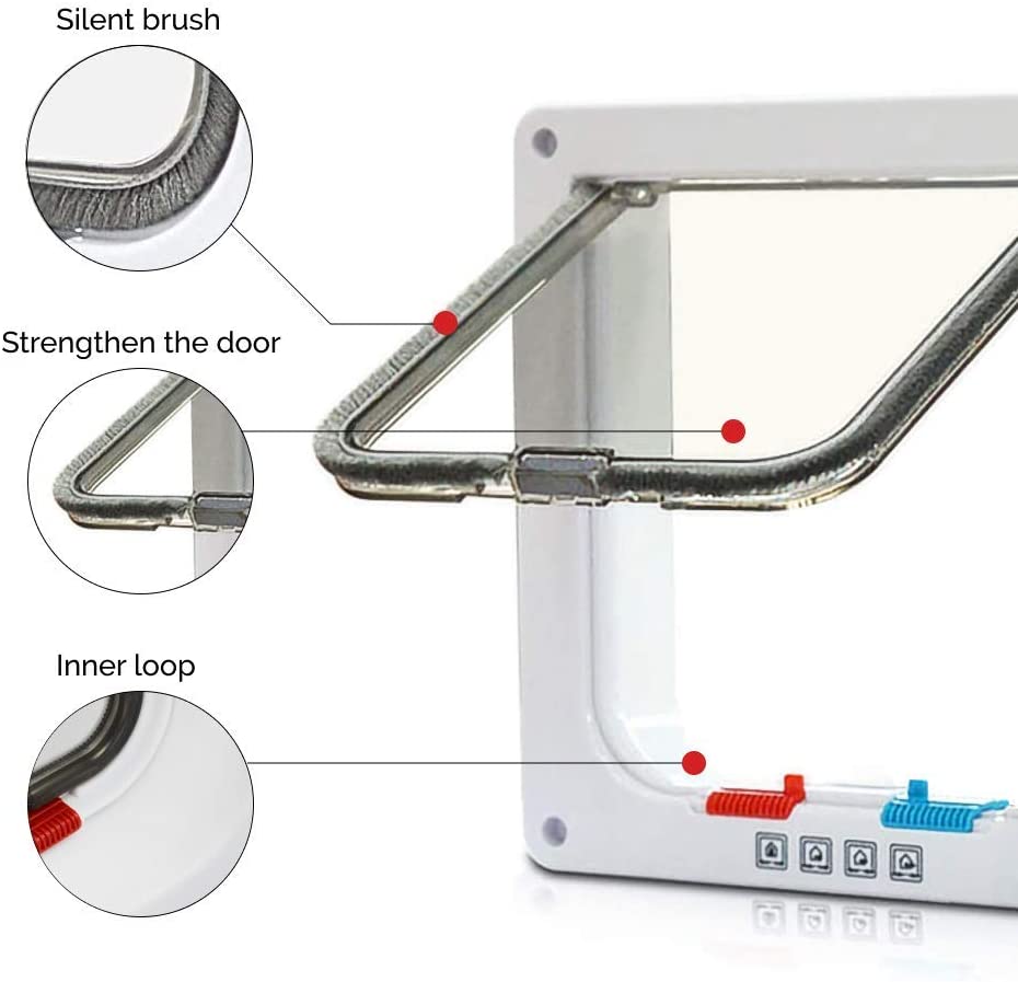VONTER Cat Flap Door with 4 Way Lock (Outer Size 7.9
