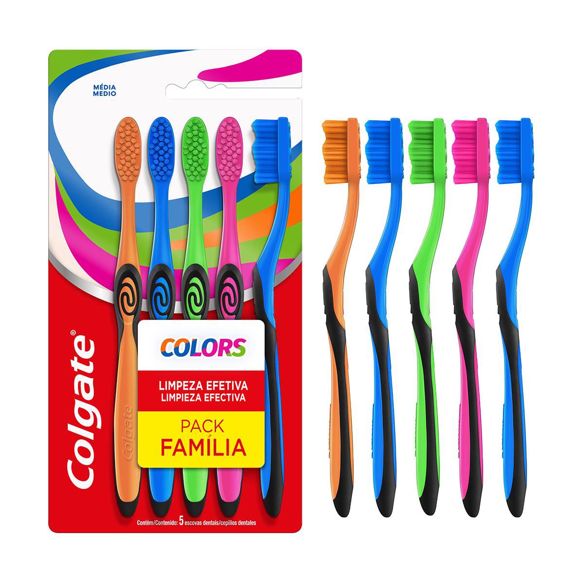 Escova de Dente para Familia Colgate Colors 5 Unidades