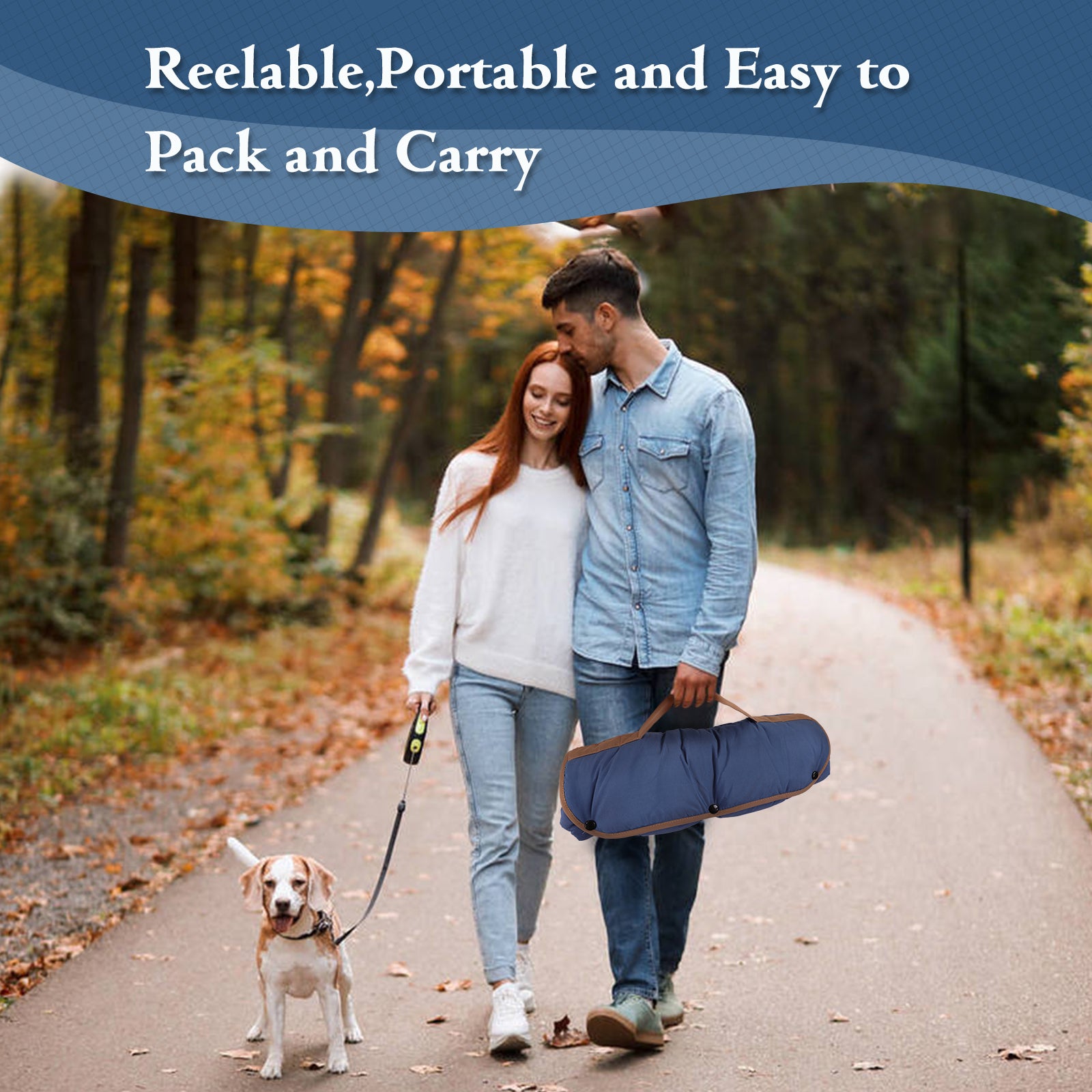 PUMYPOREITY Travel Dog Bed， Warm Dog Mat， Rollup Crate Mat， Dog Kennel Pad， Plush Soft Pet Beds for Dog or Cats， Blue